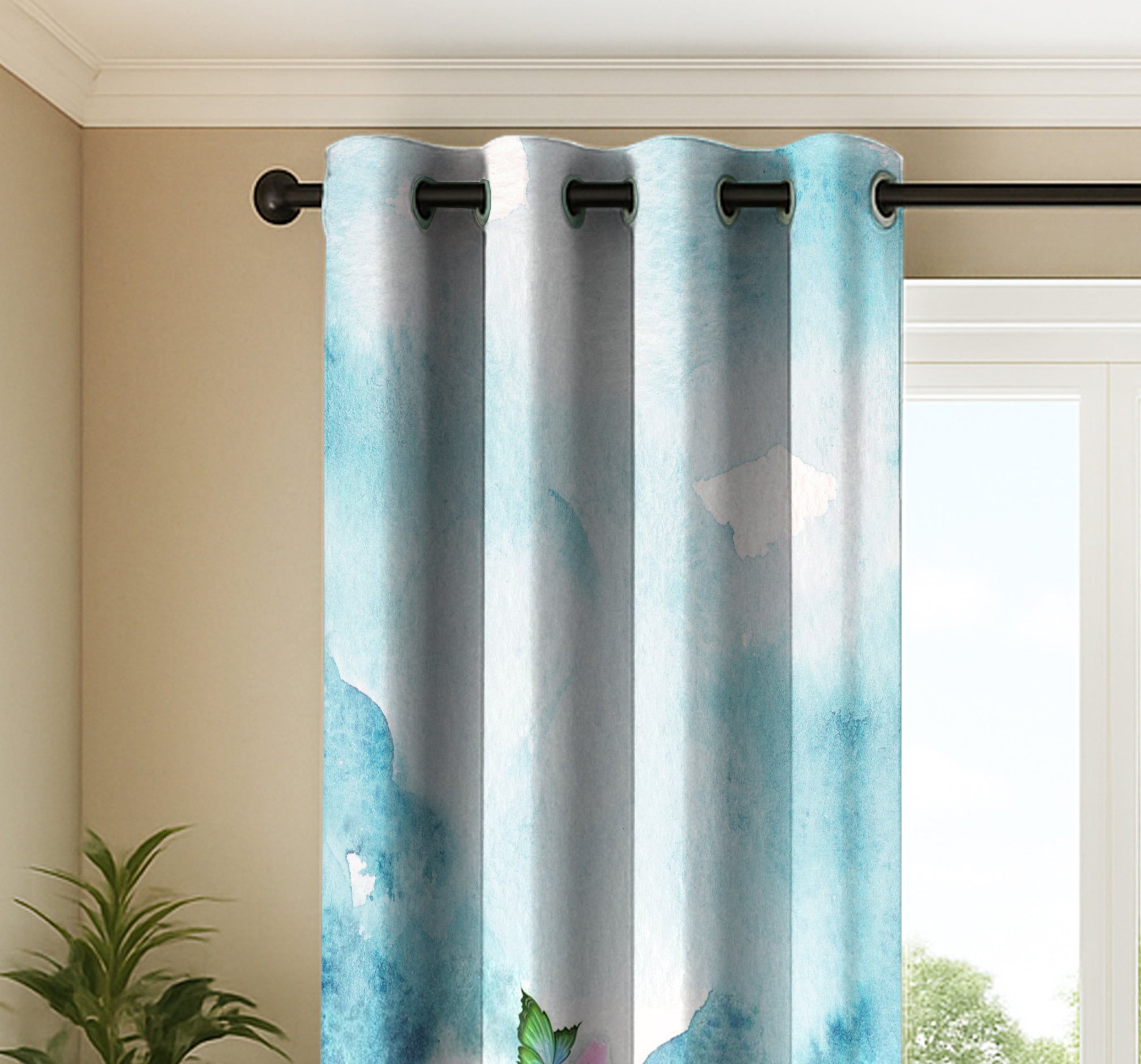 MALMO BLUE PRINTED BLACKOUT CURTAIN