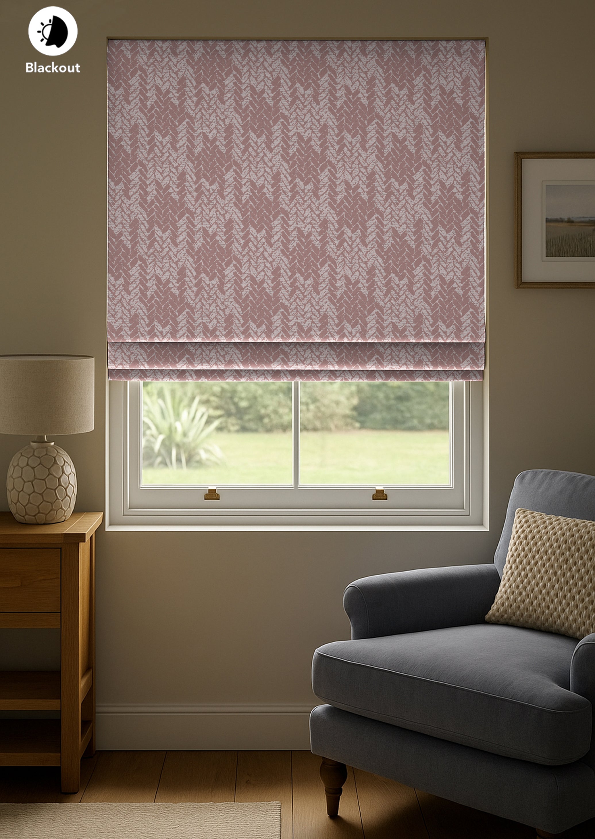 EDINA PINK READY MADE ROMAN BLIND