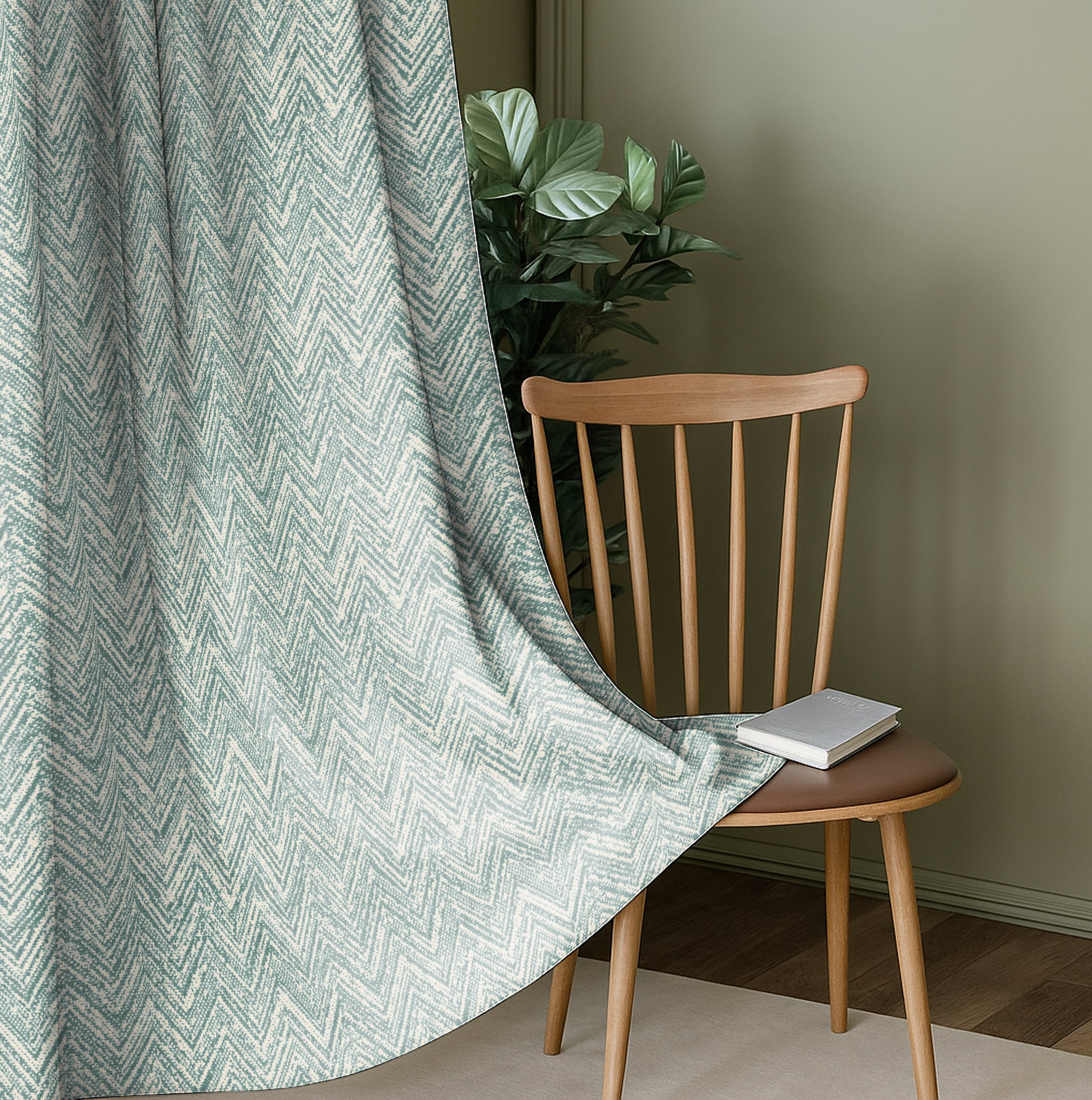SONORA SEAGREEN PRINTED BLACKOUT CURTAIN