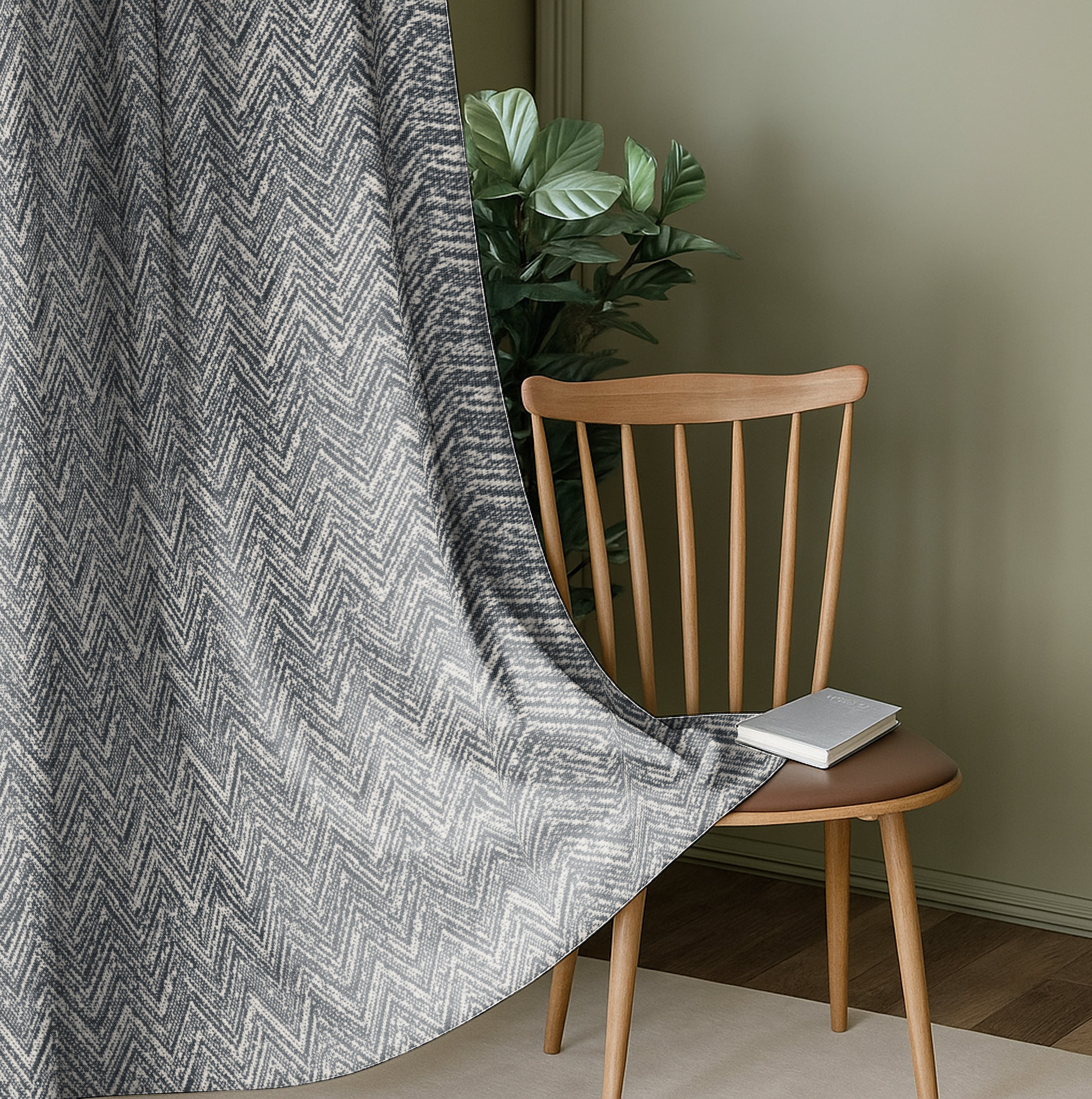 SONORA GREY PRINTED BLACKOUT CURTAIN