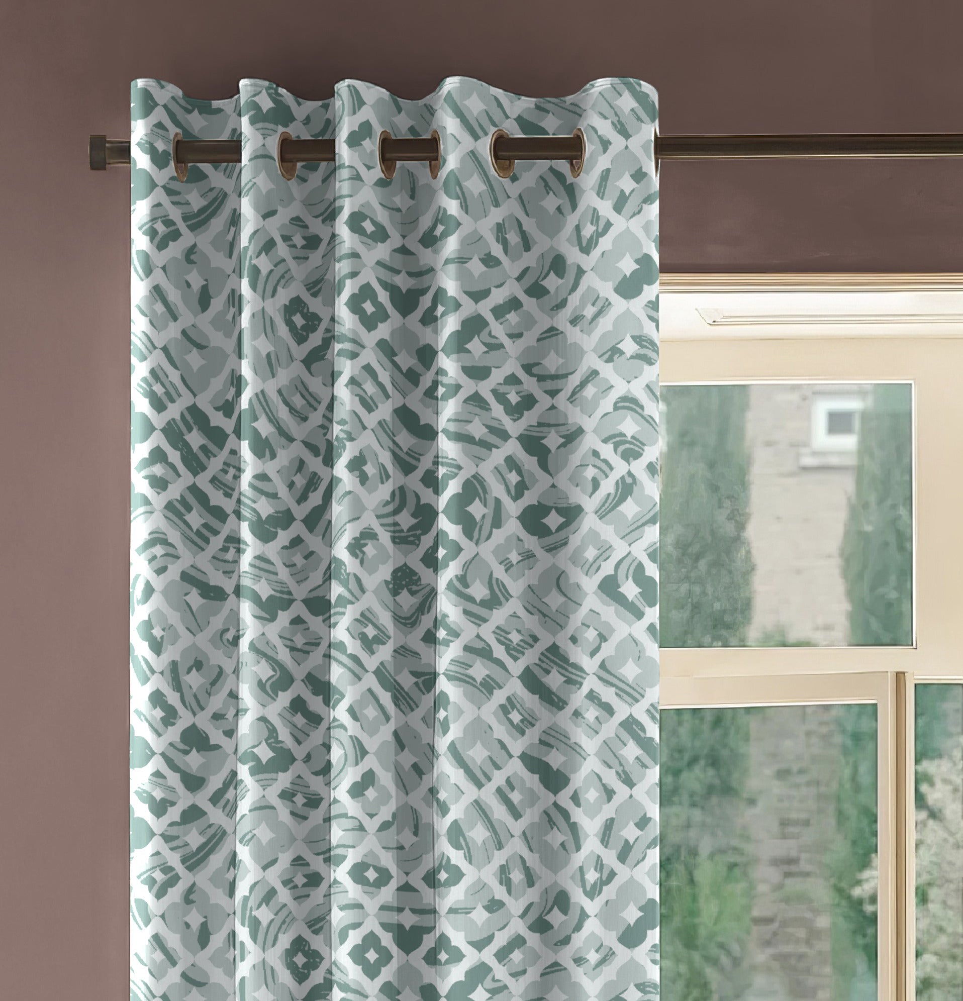 HARLOW SEAGREEN PRINTED BLACKOUT CURTAIN