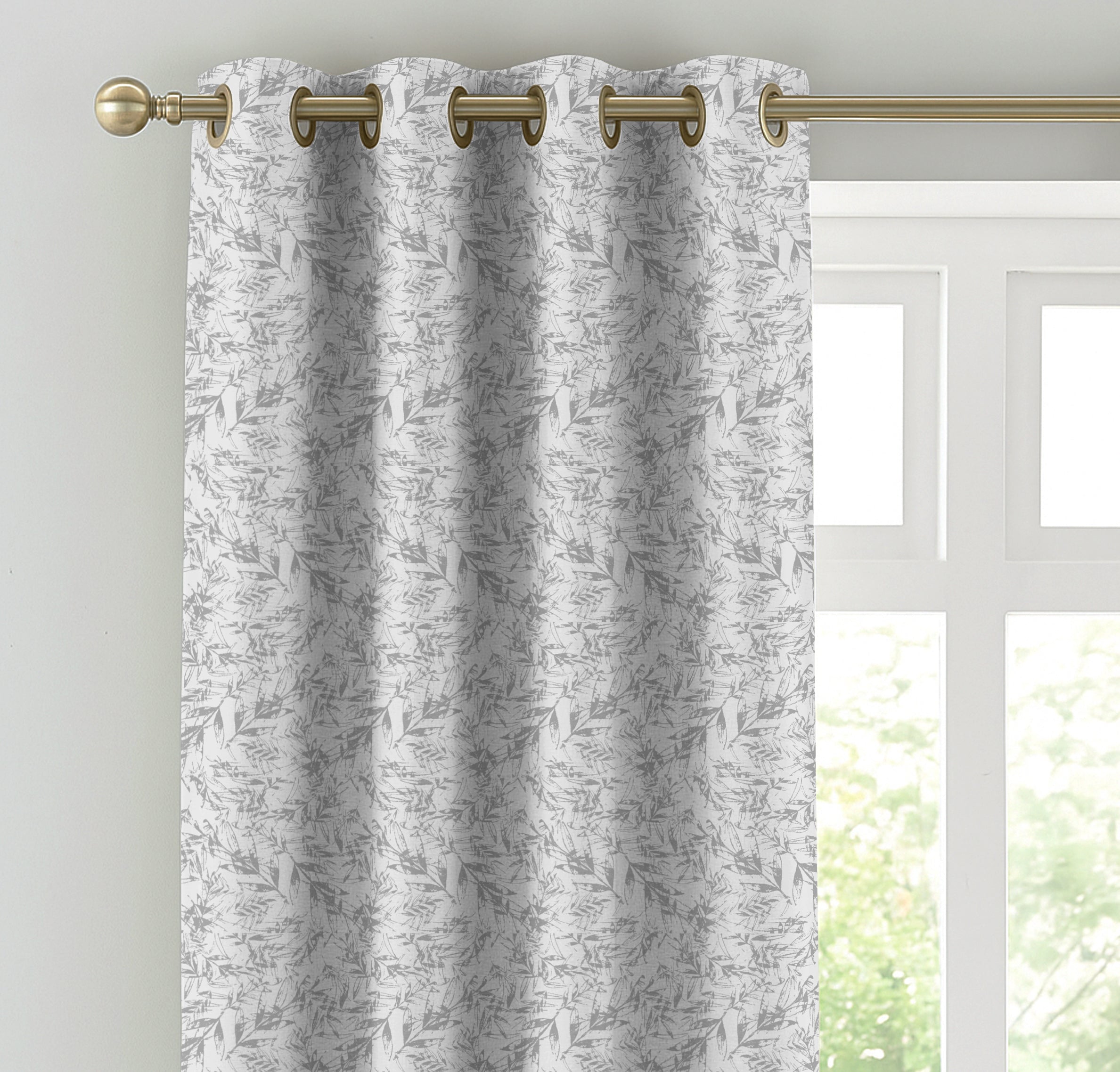 KENTON GREY PRINTED BLACKOUT CURTAIN