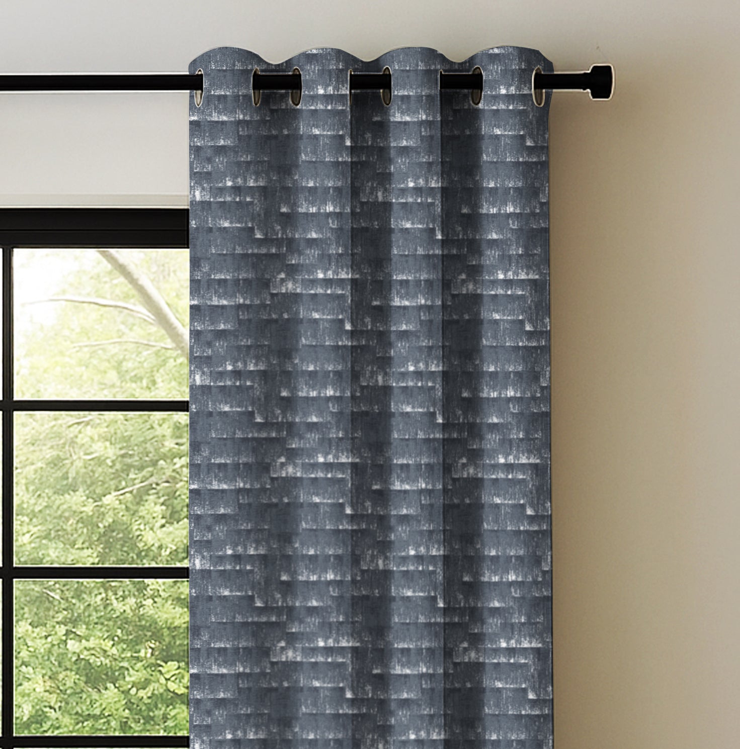 MALAGA DARK GREY PRINTED BLACKOUT CURTAINS