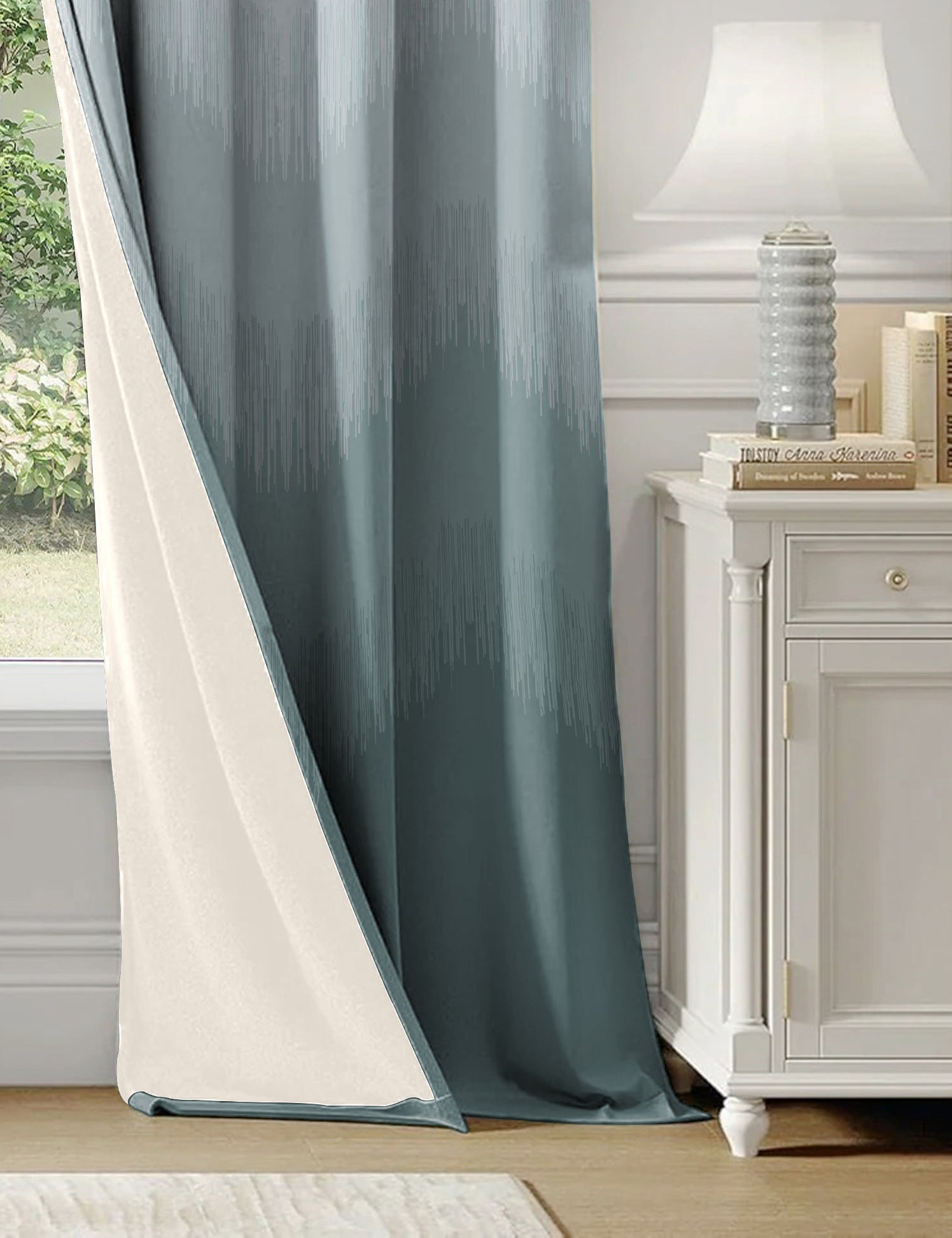 KUDO TIFFANY BLUE PRINTED BLACKOUT CURTAIN