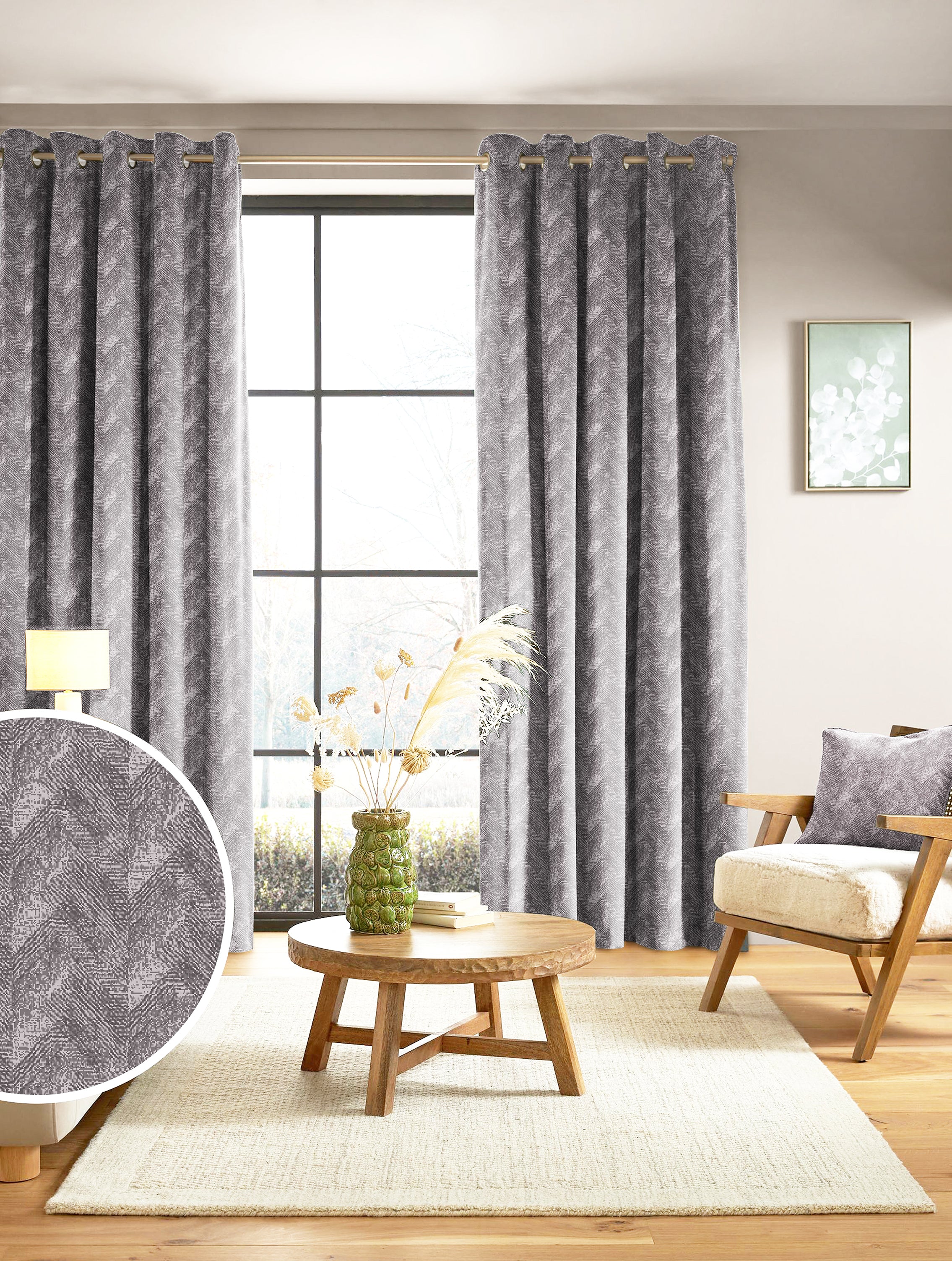 ENSLEY STEEL PRINTED BLACKOUT CURTAIN