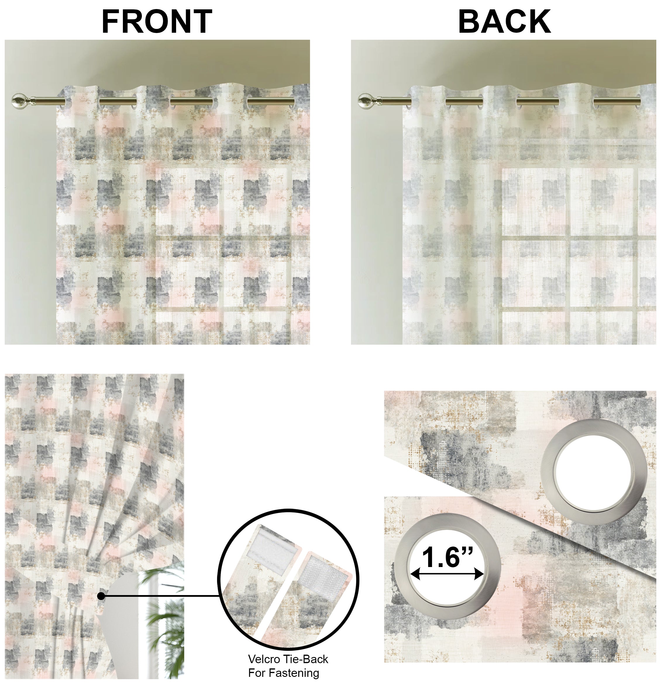 NAPOLI L-GREY PRINTED SHEER CURTAIN