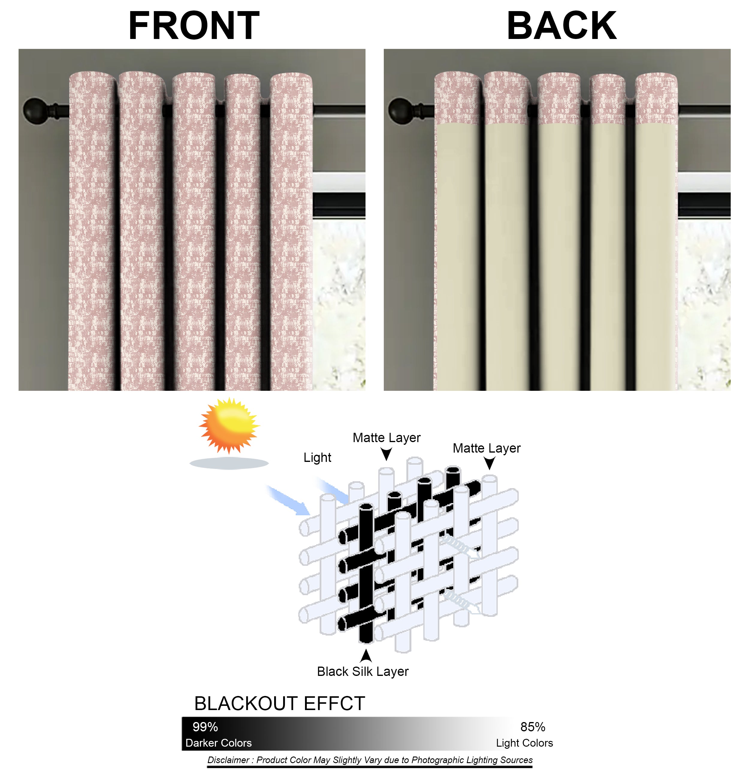 Venice Baby Pink Blackout Curtain