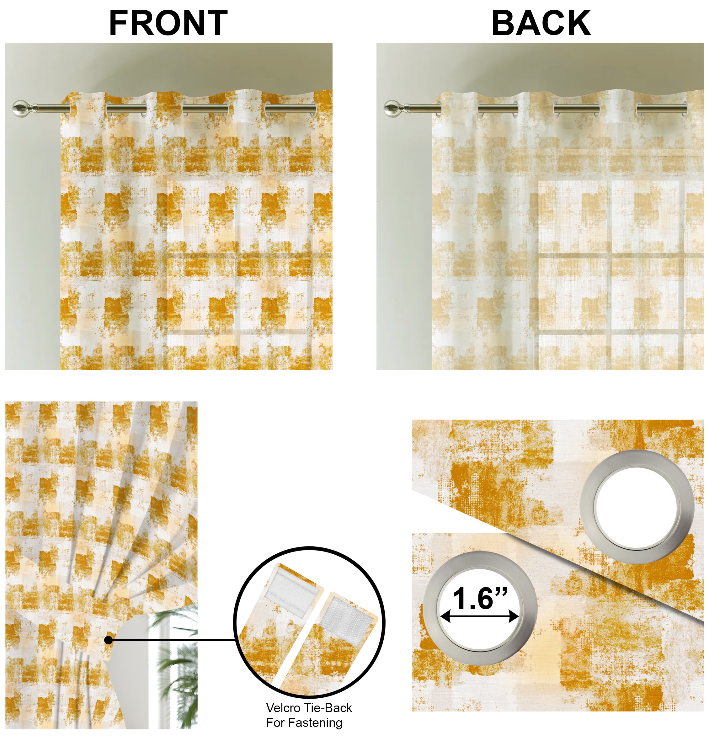 NAPOLI YELLOW PRINTED SHEER CURTAIN