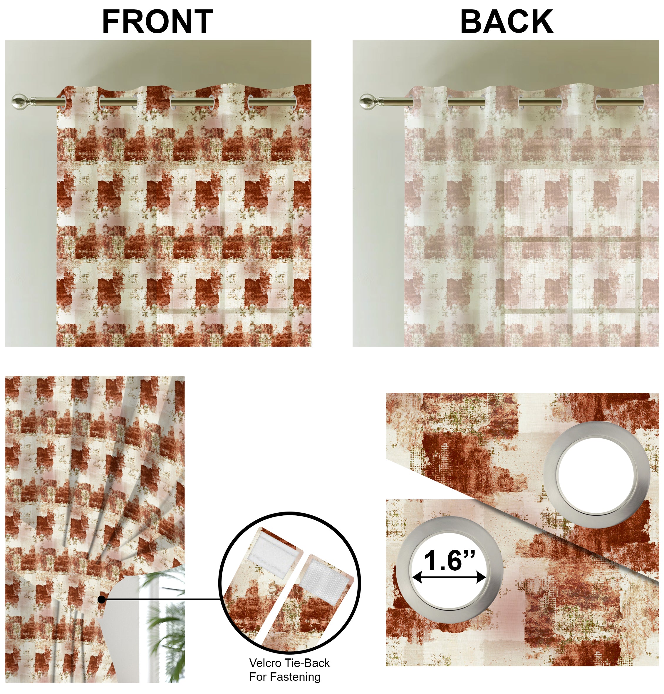 NAPOLI ORANGE PRINTED SHEER CURTAIN