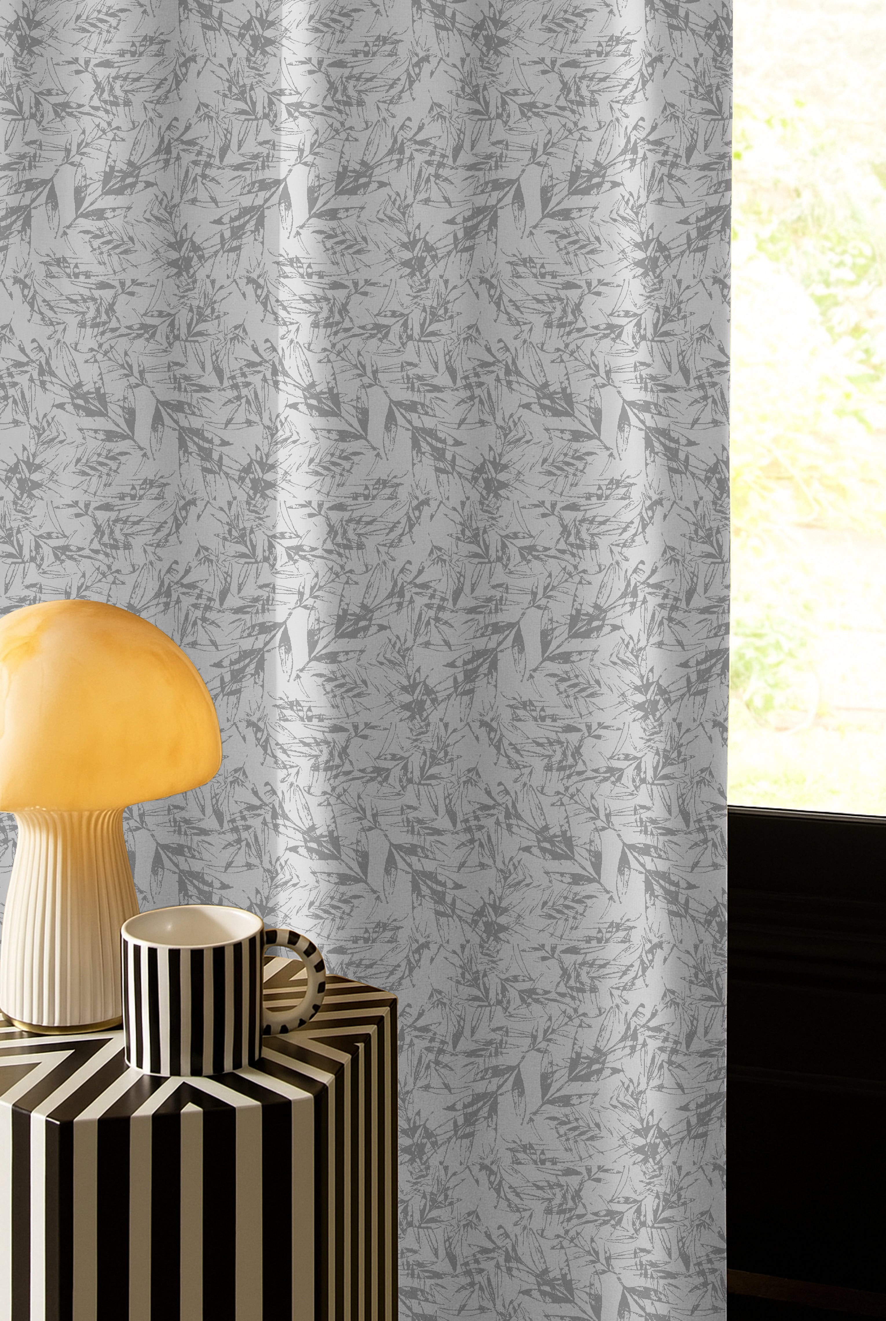 KENTON GREY PRINTED BLACKOUT CURTAIN
