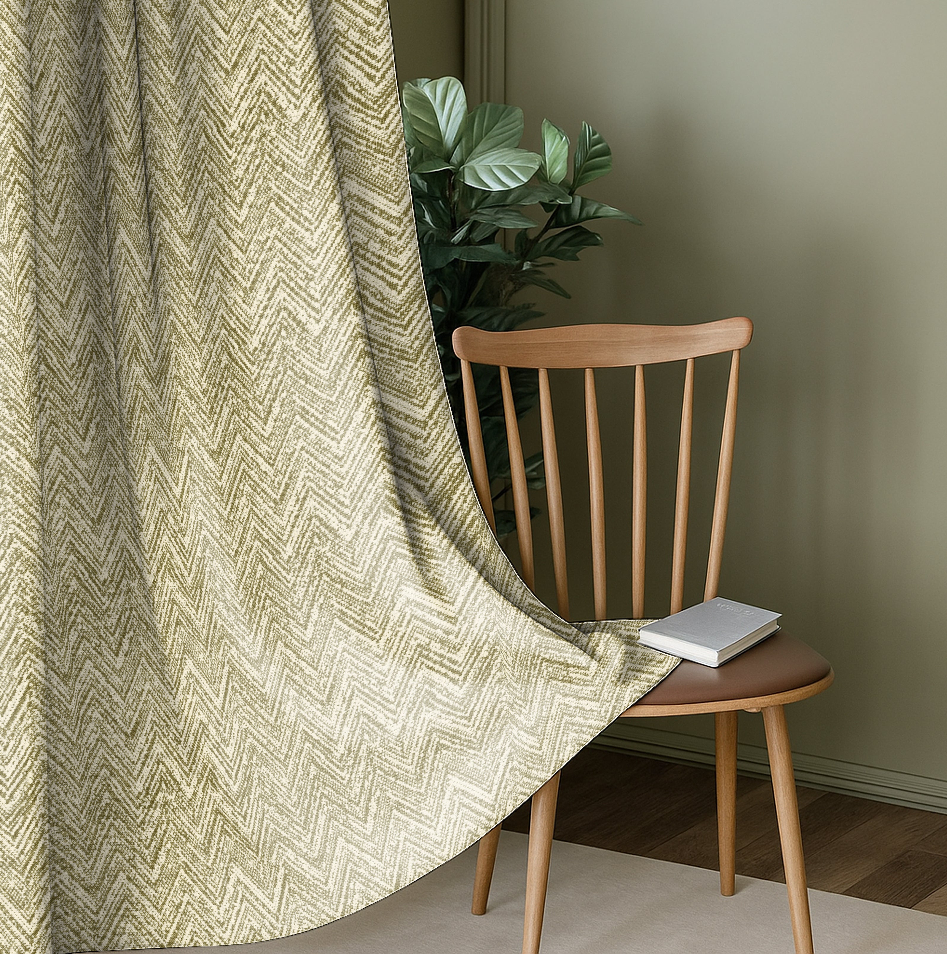 SONORA LIGHT GREEN PRINTED BLACKOUT CURTAIN