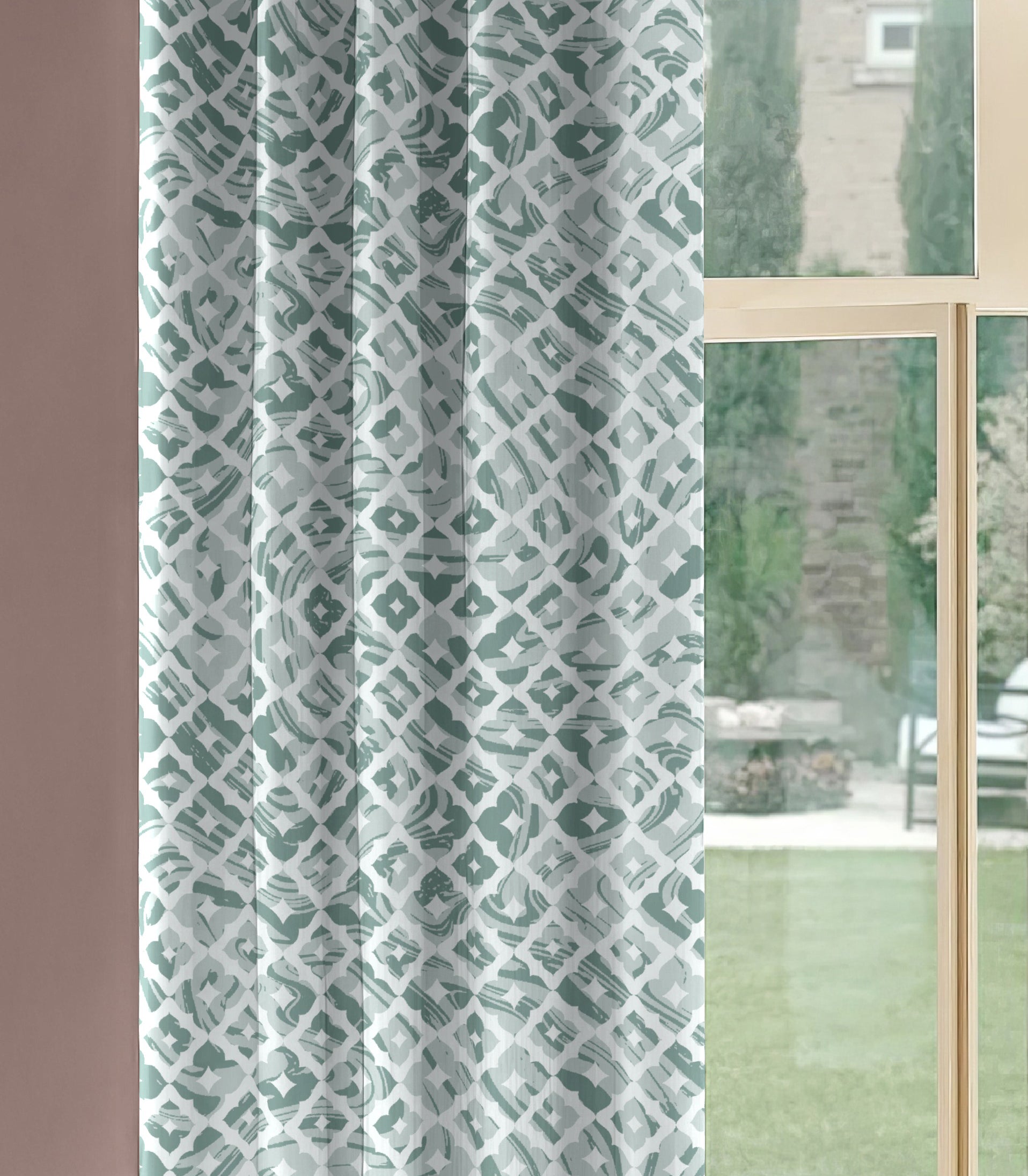 HARLOW SEAGREEN PRINTED BLACKOUT CURTAIN