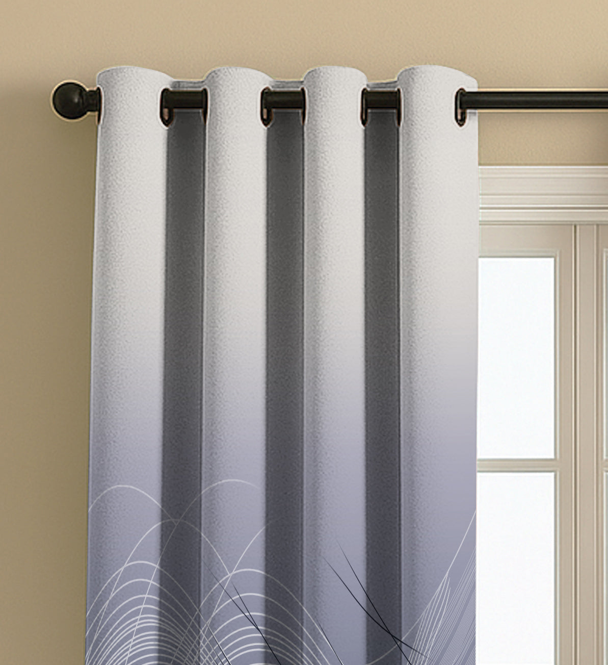 EVELYN GREY PRINTED BLACKOUT CURTAIN