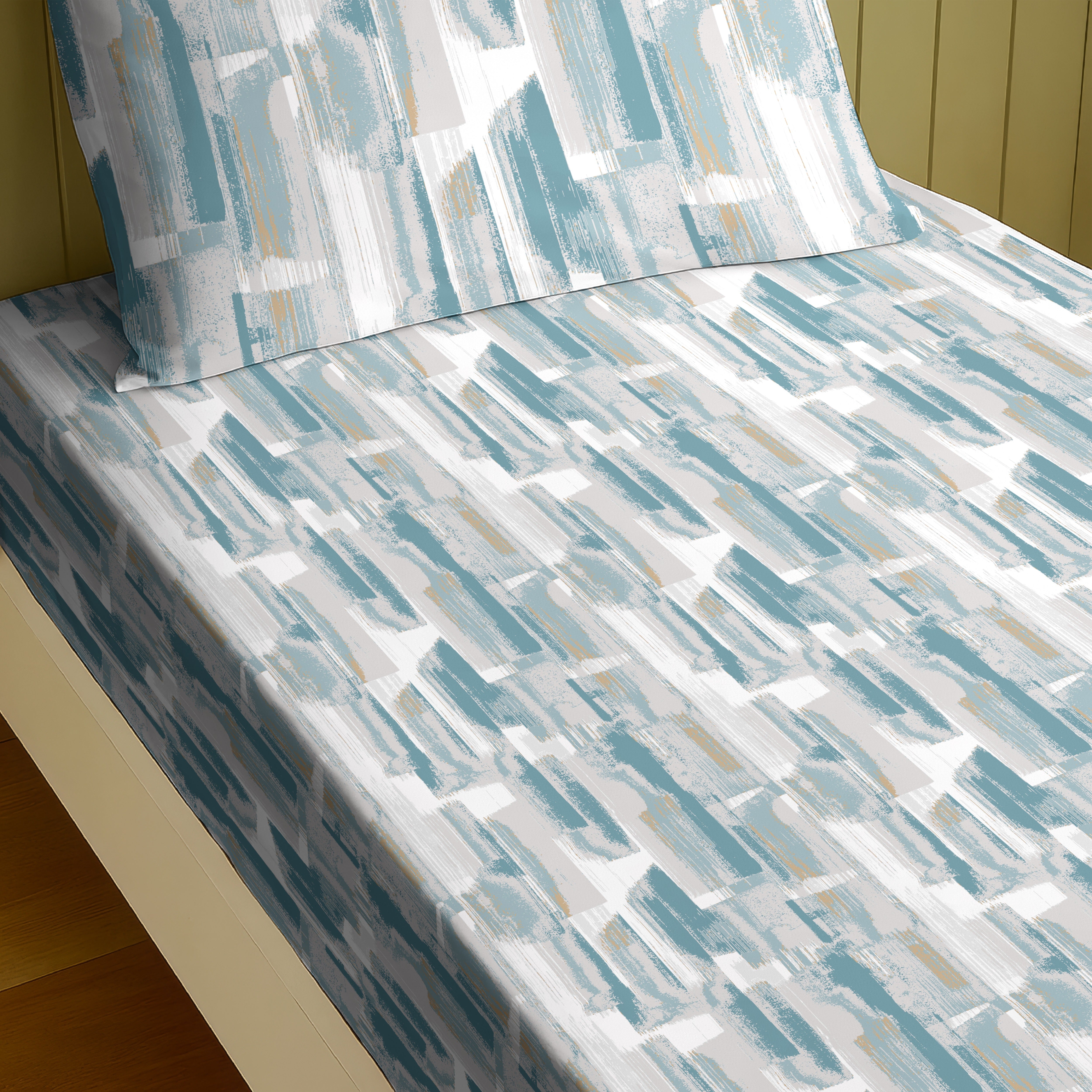 ROME BLUE HEART BEDSHEET WITH PILLOWCOVER