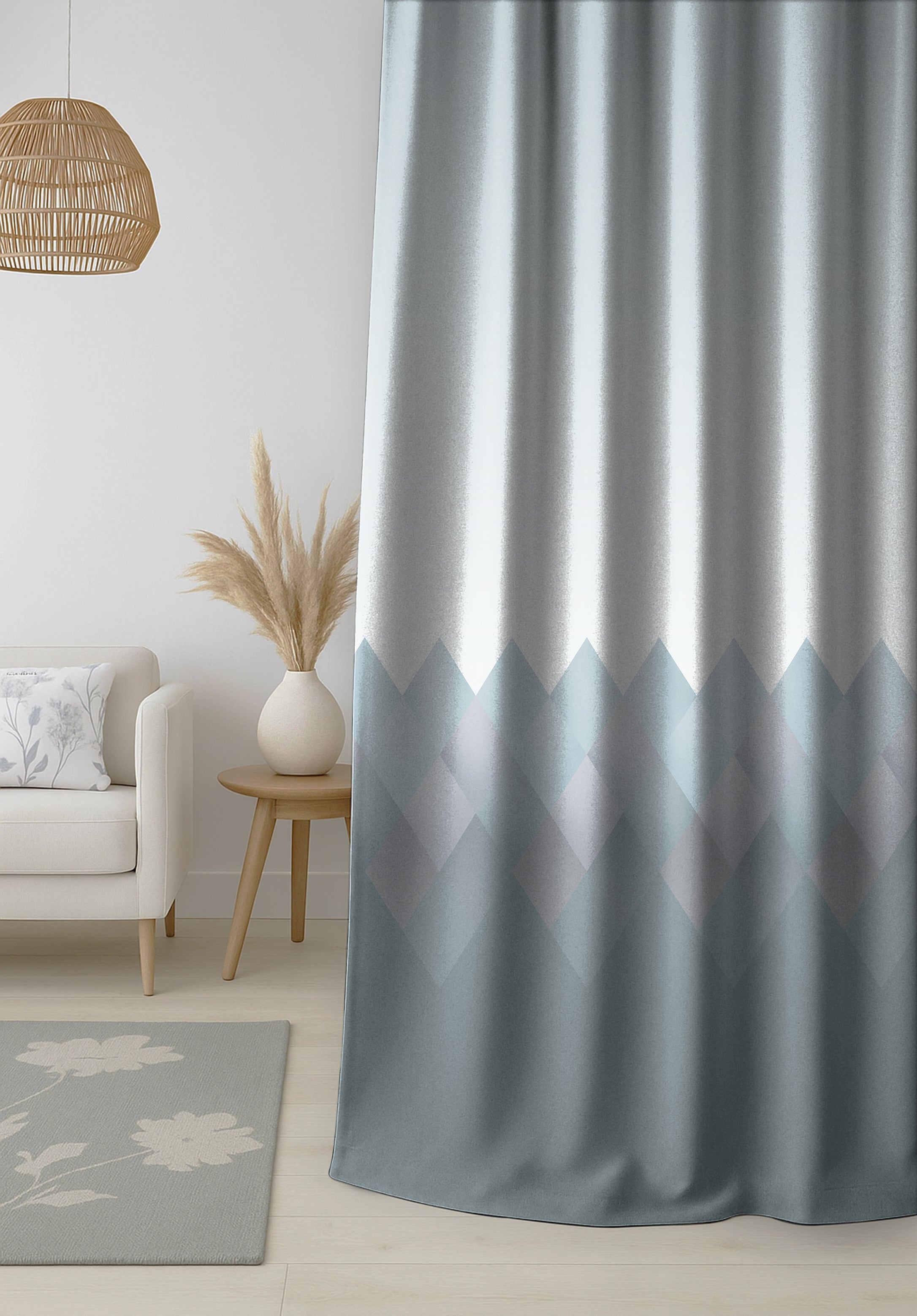 GEO SKYBLUE PRINTED BLACKOUT CURTAIN