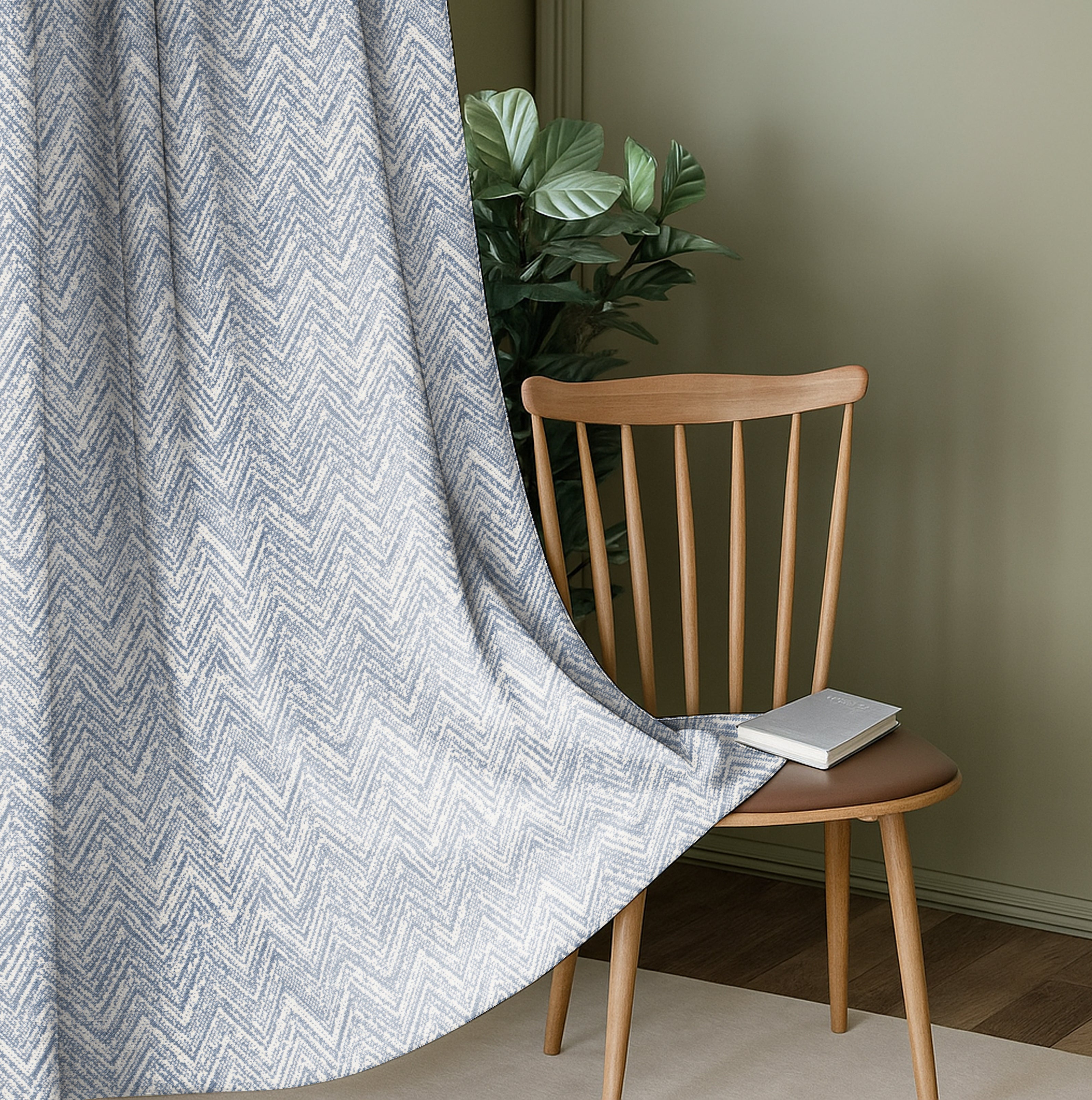 SONORA INK BLUE PRINTED BLACKOUT CURTAIN