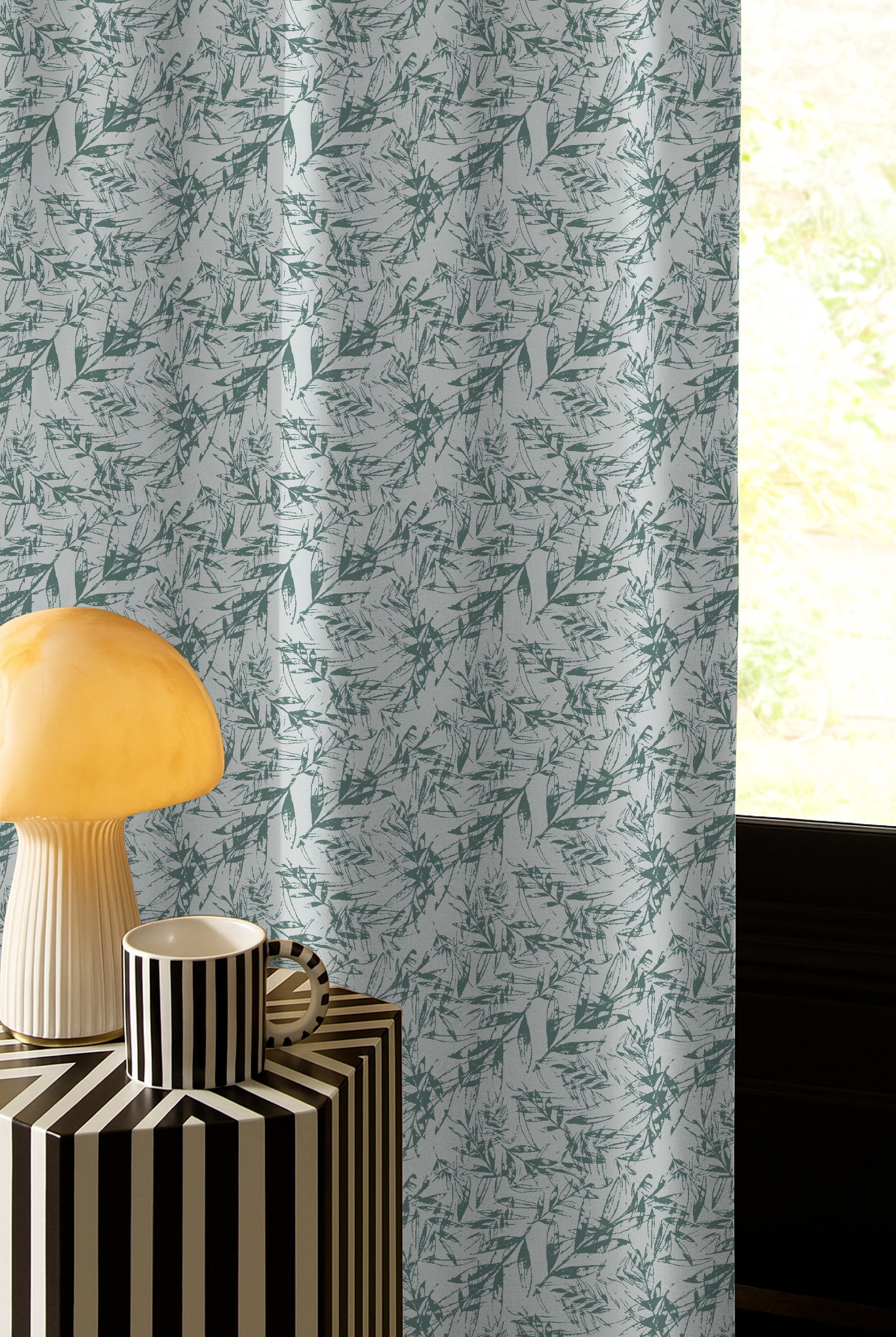 KENTON SEAGREEN PRINTED BLACKOUT CURTAIN
