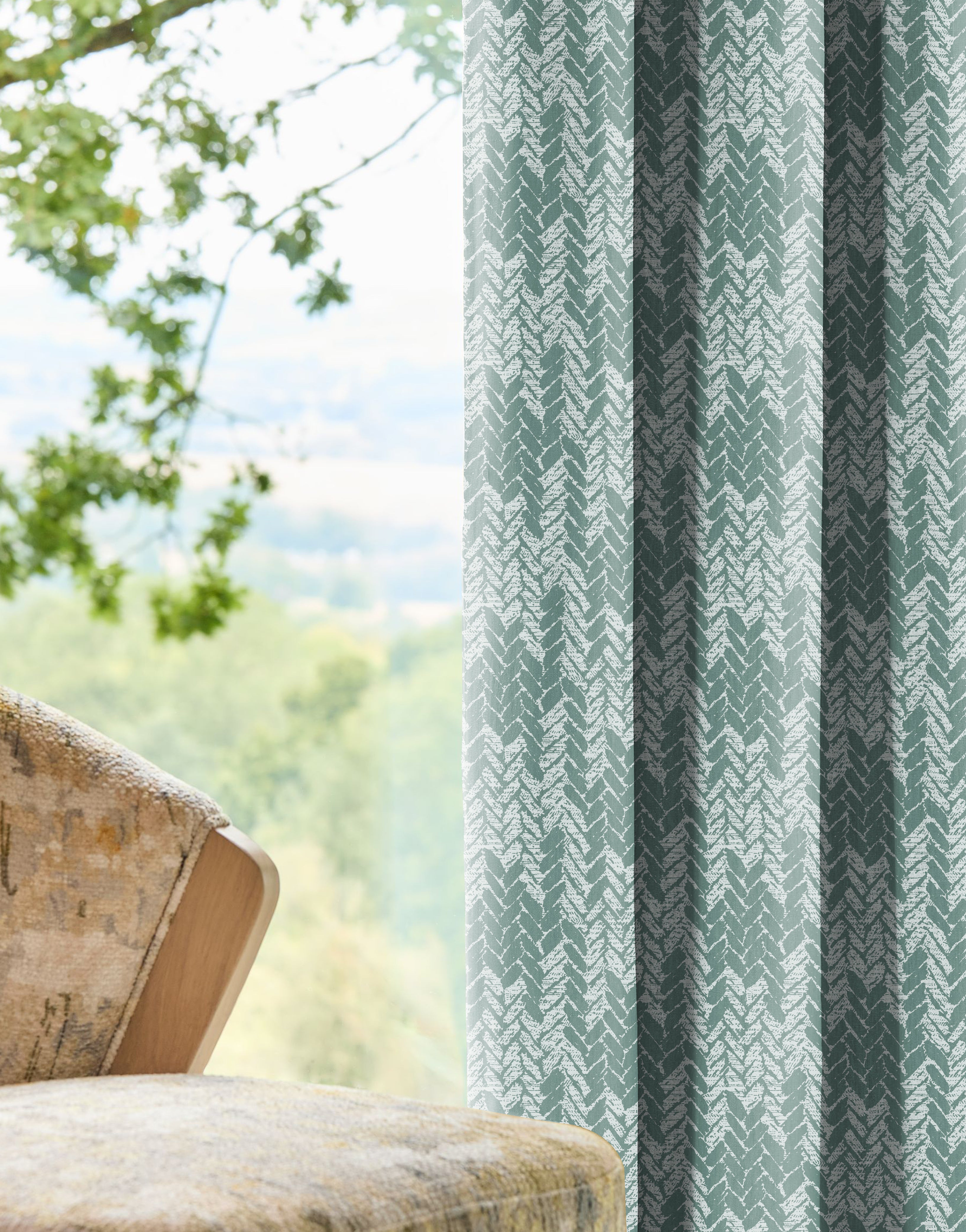 EDINA SEAGREEN PRINTED BLACKOUT CURTAIN