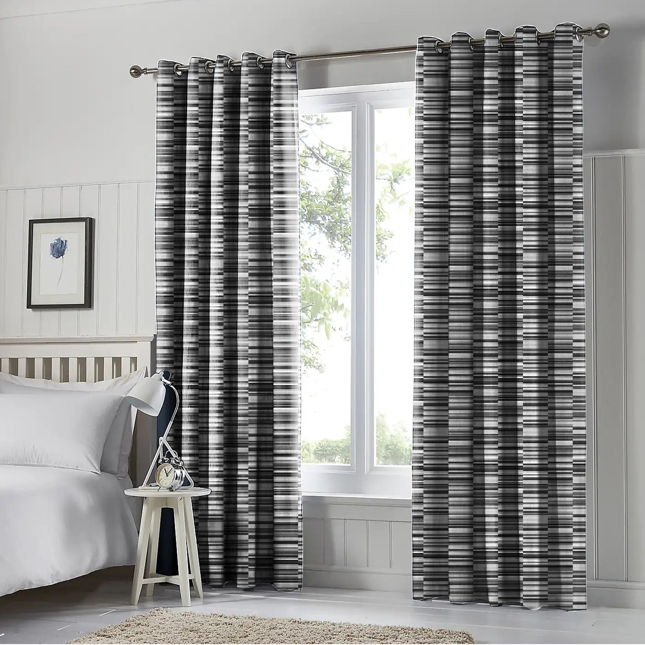 ILLUSION DASH BLACKOUT CURTAIN BLACK/GREY