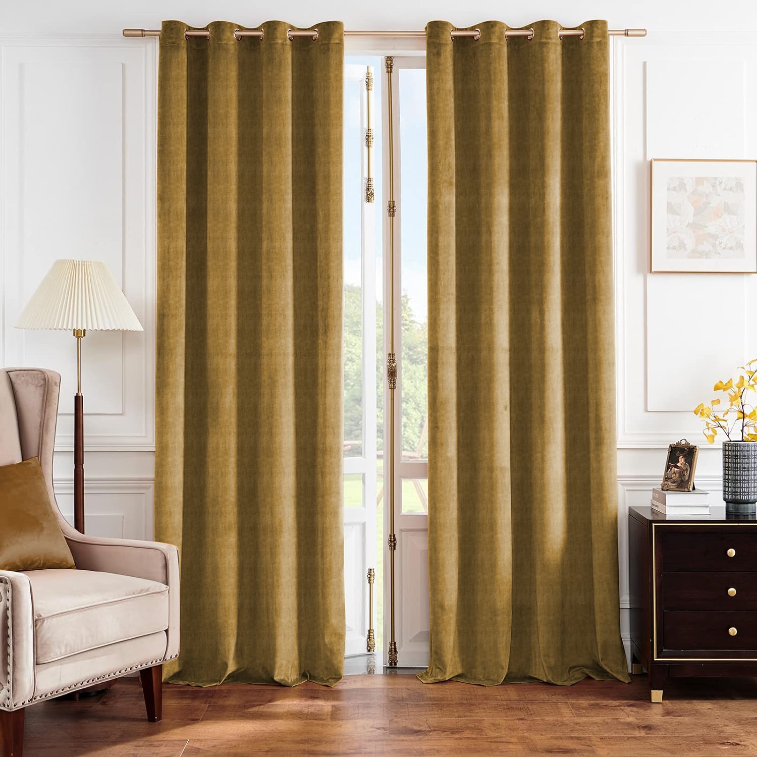 JODHPUR TEXTURE PRINTED BLACKOUT CURTAIN CAMEL