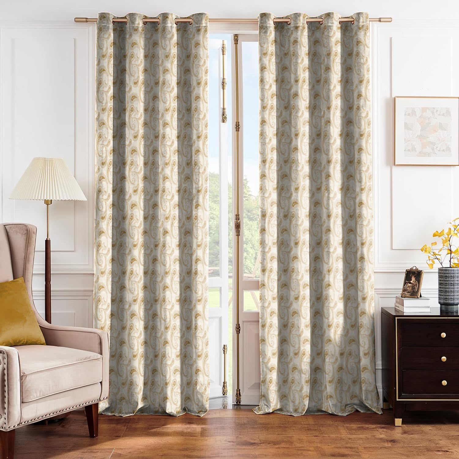 JODHPUR PAISLEY BLACKOUT CURTAIN YELLOW