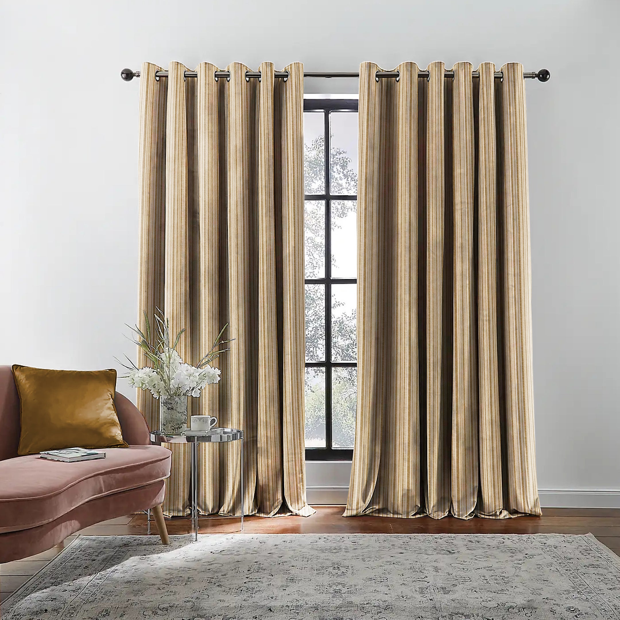 JODHPUR STRIPE BLACKOUT CURTAIN CAMEL