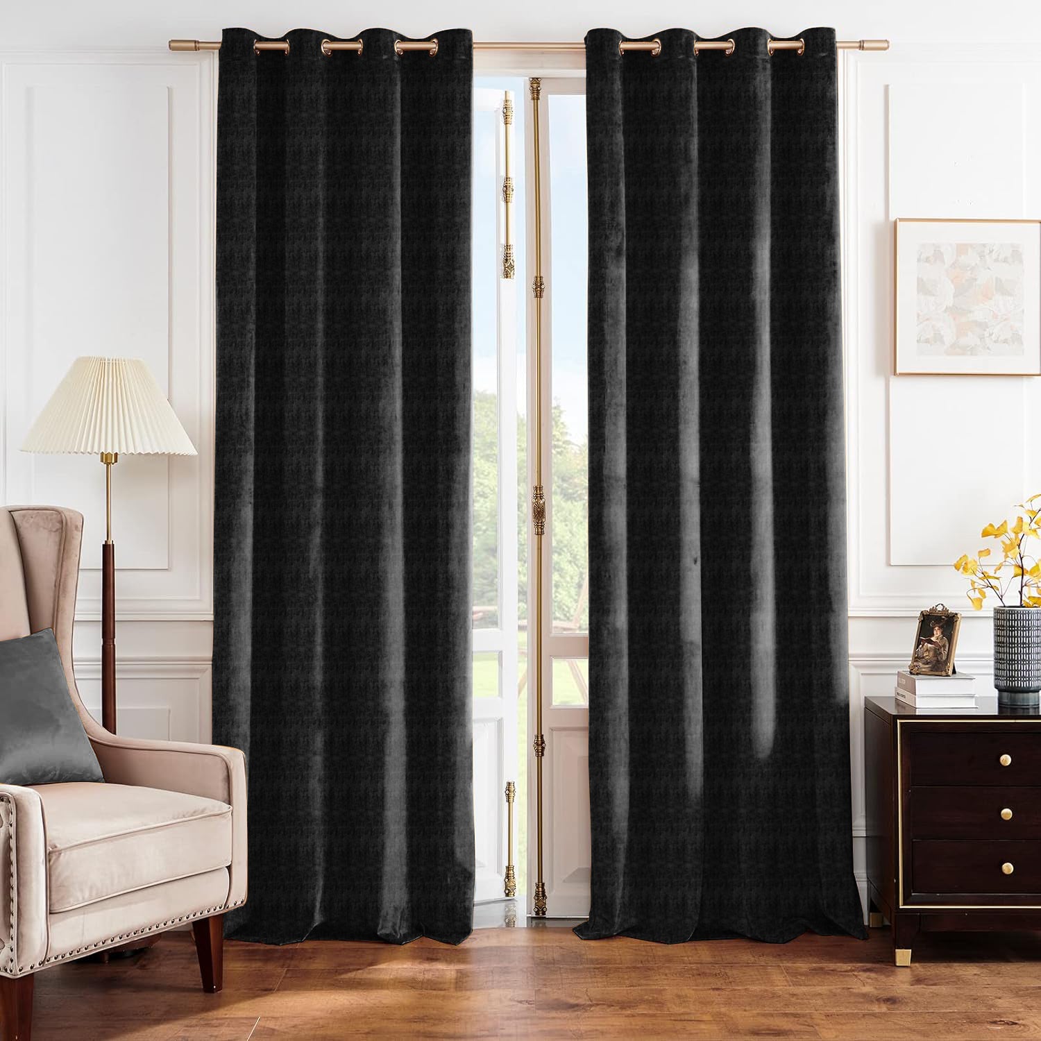 JODHPUR TEXTURE PRINTED BLACKOUT CURTAIN BLACK