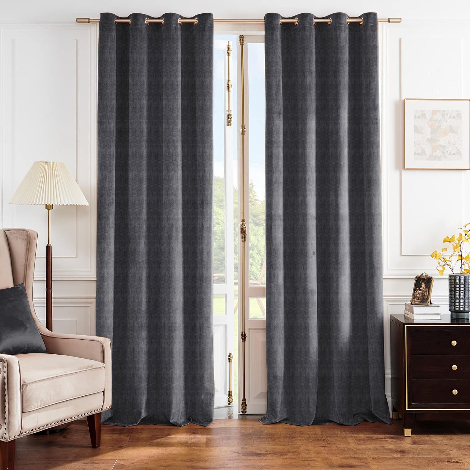 JODHPUR TEXTURE PRINTED BLACKOUT CURTAIN GREY