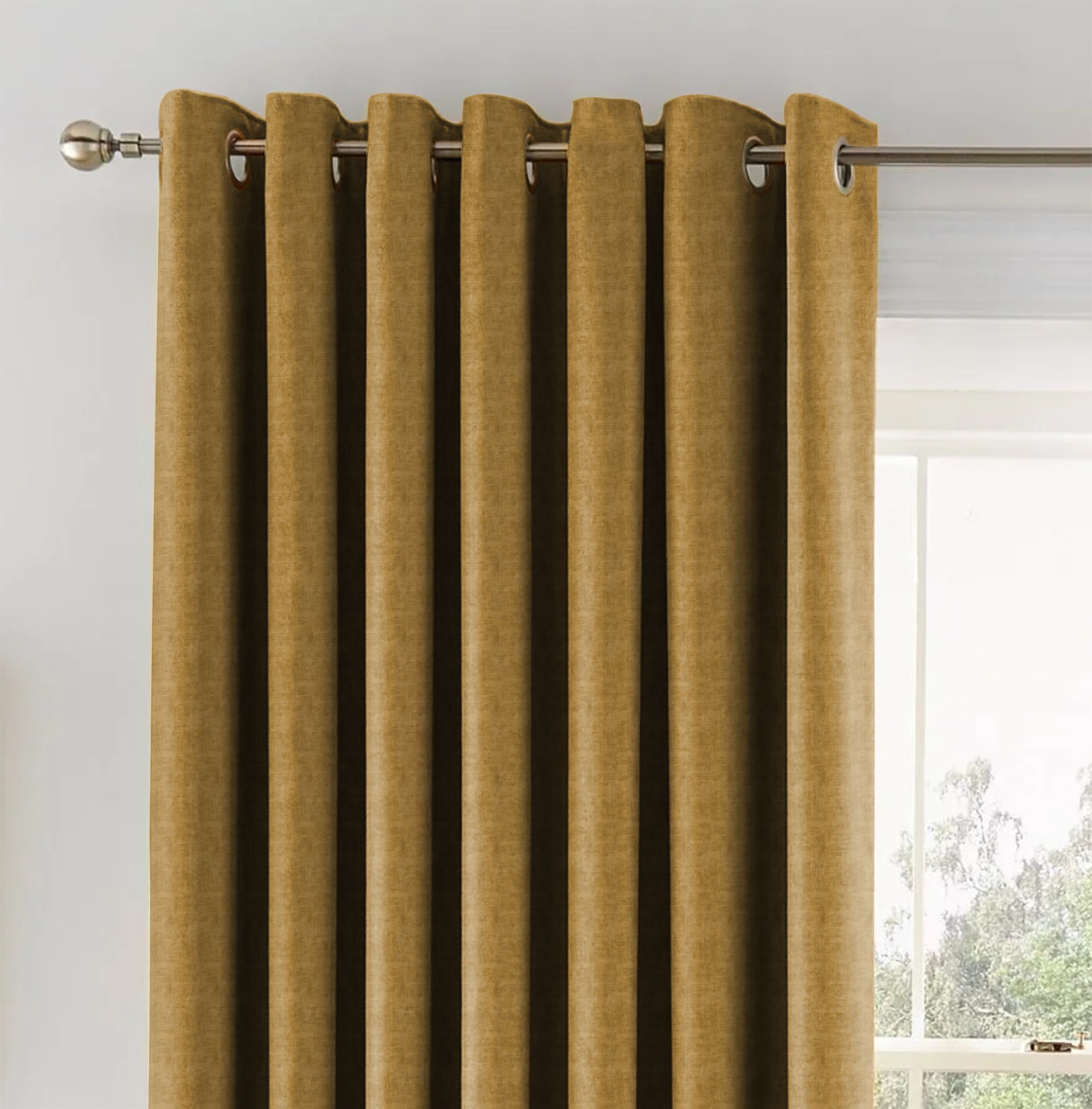 JODHPUR TEXTURE PRINTED BLACKOUT CURTAIN CAMEL