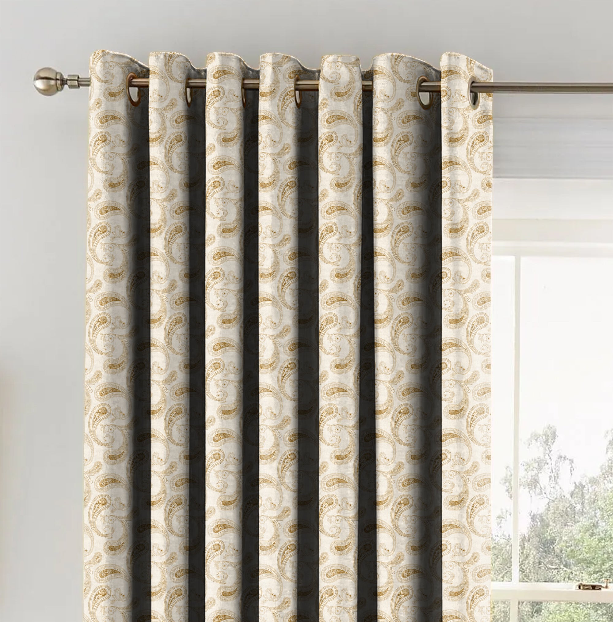 JODHPUR PAISLEY BLACKOUT CURTAIN YELLOW