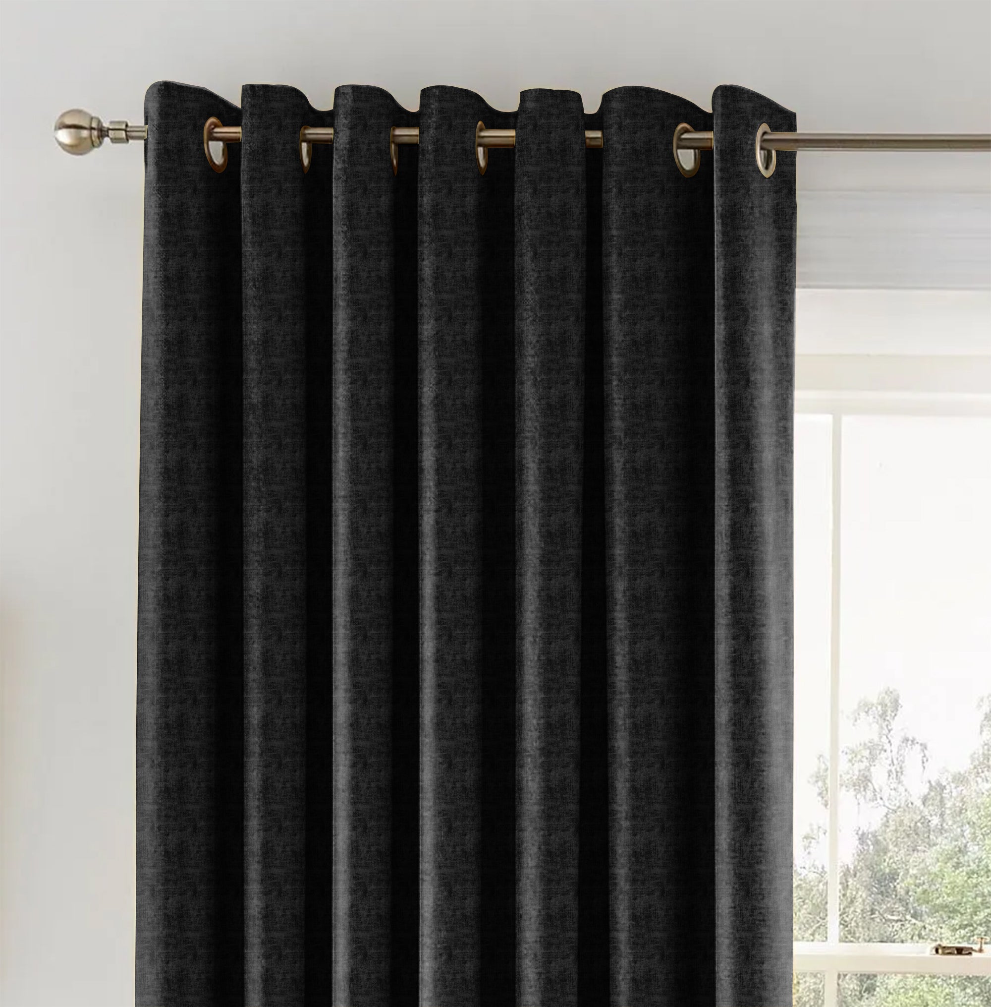 JODHPUR TEXTURE PRINTED BLACKOUT CURTAIN BLACK
