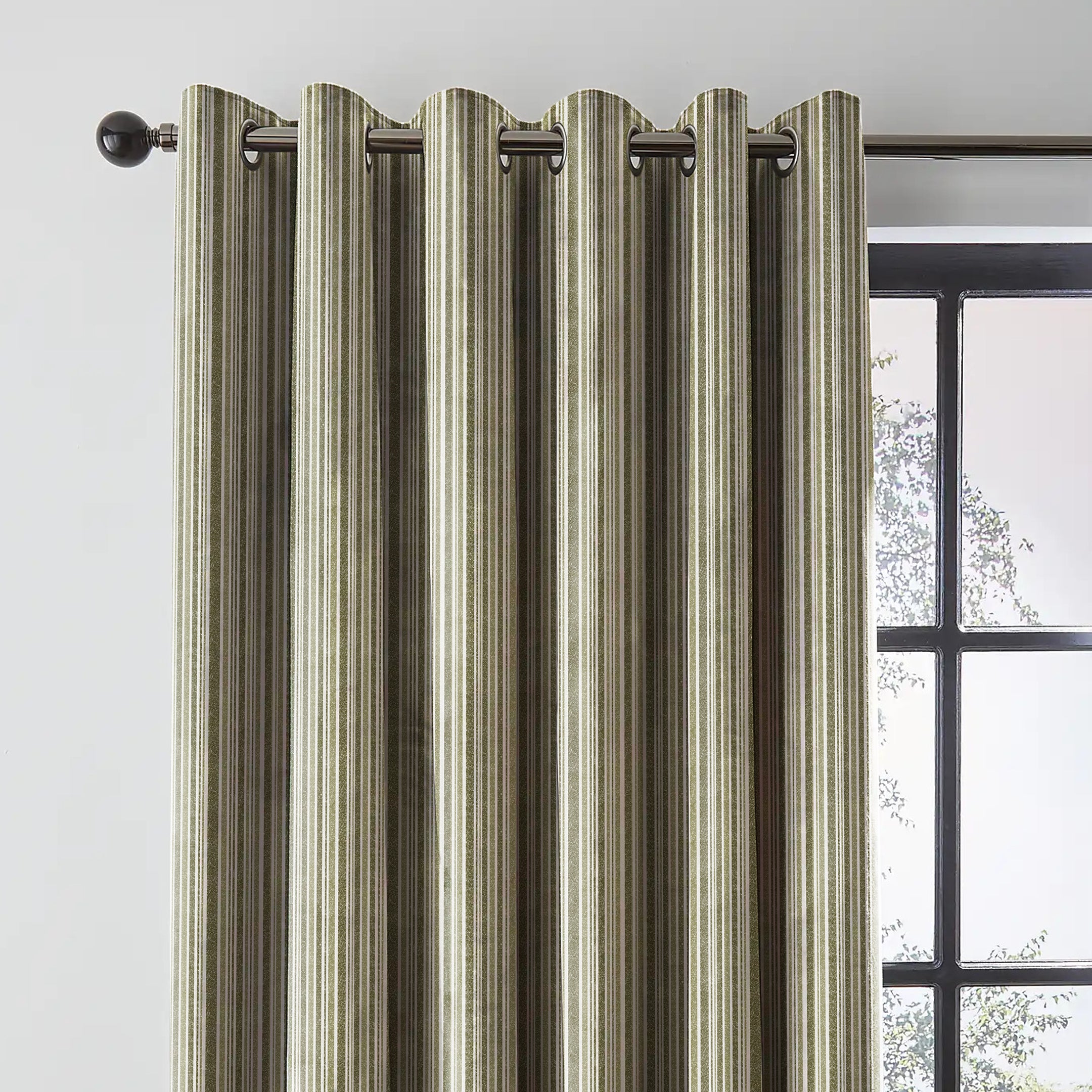 JODHPUR STRIPE BLACKOUT CURTAIN OLIVE