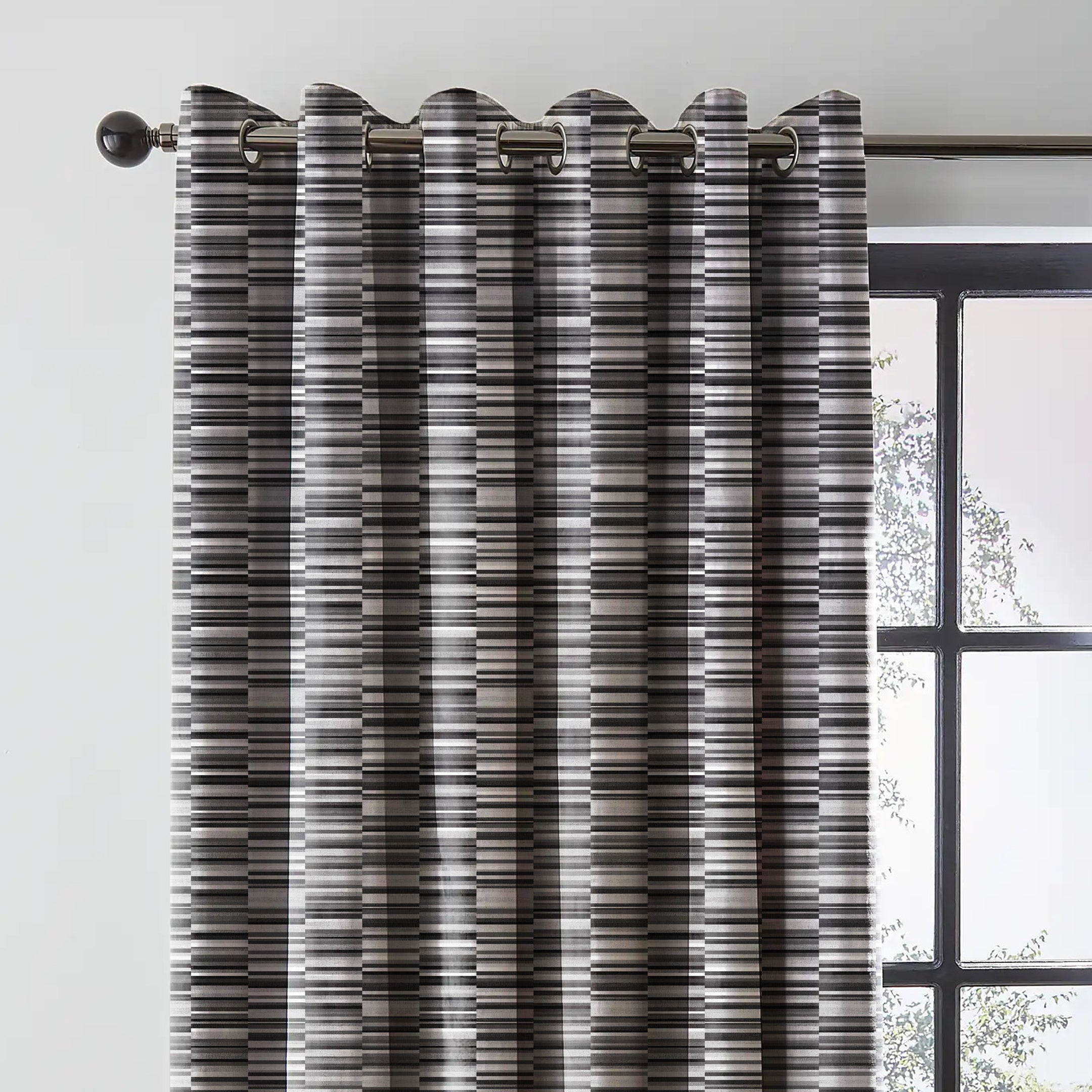 ILLUSION DASH BLACKOUT CURTAIN BLACK/GREY