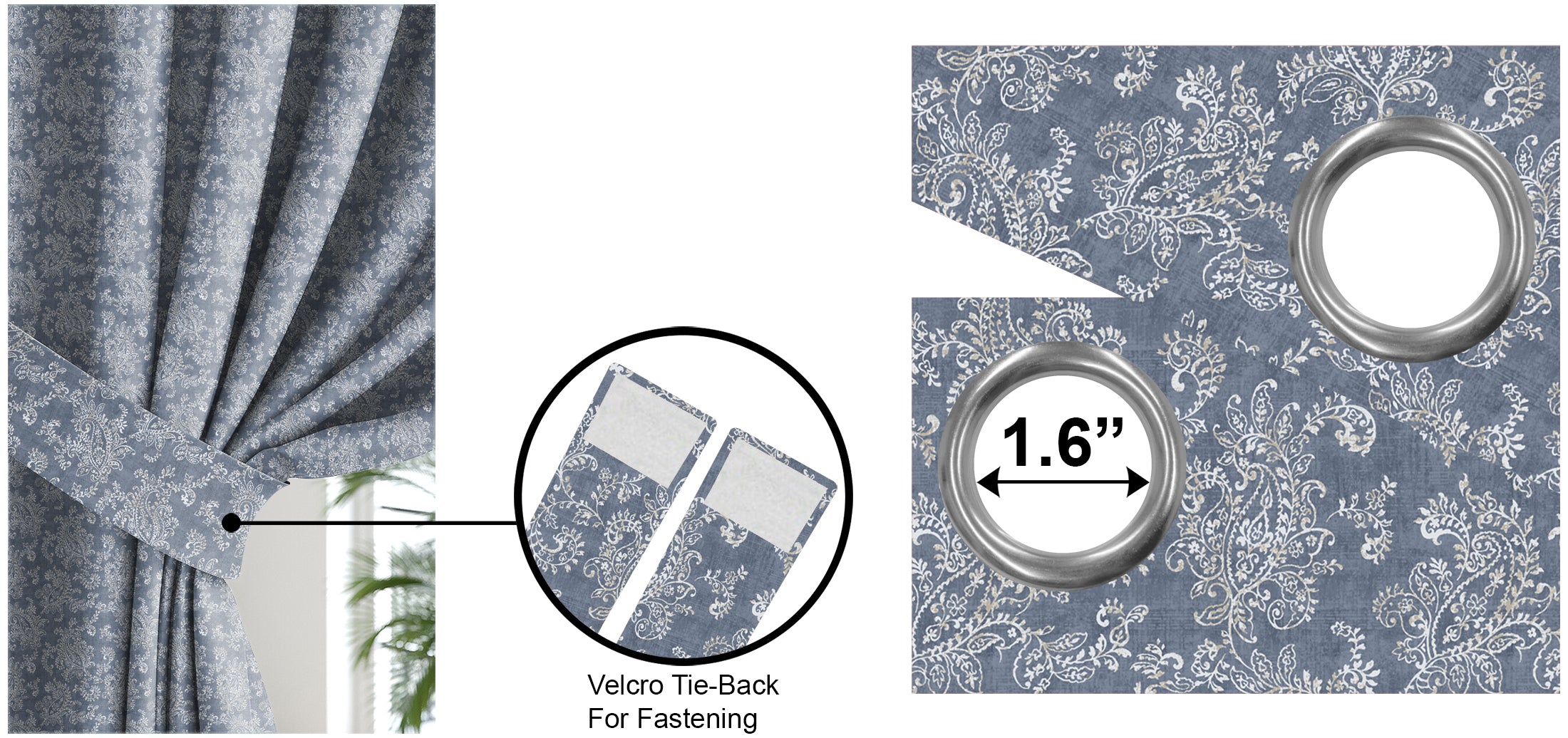 JODHPUR FLOWERS BLACKOUT CURTAINS INDIGO