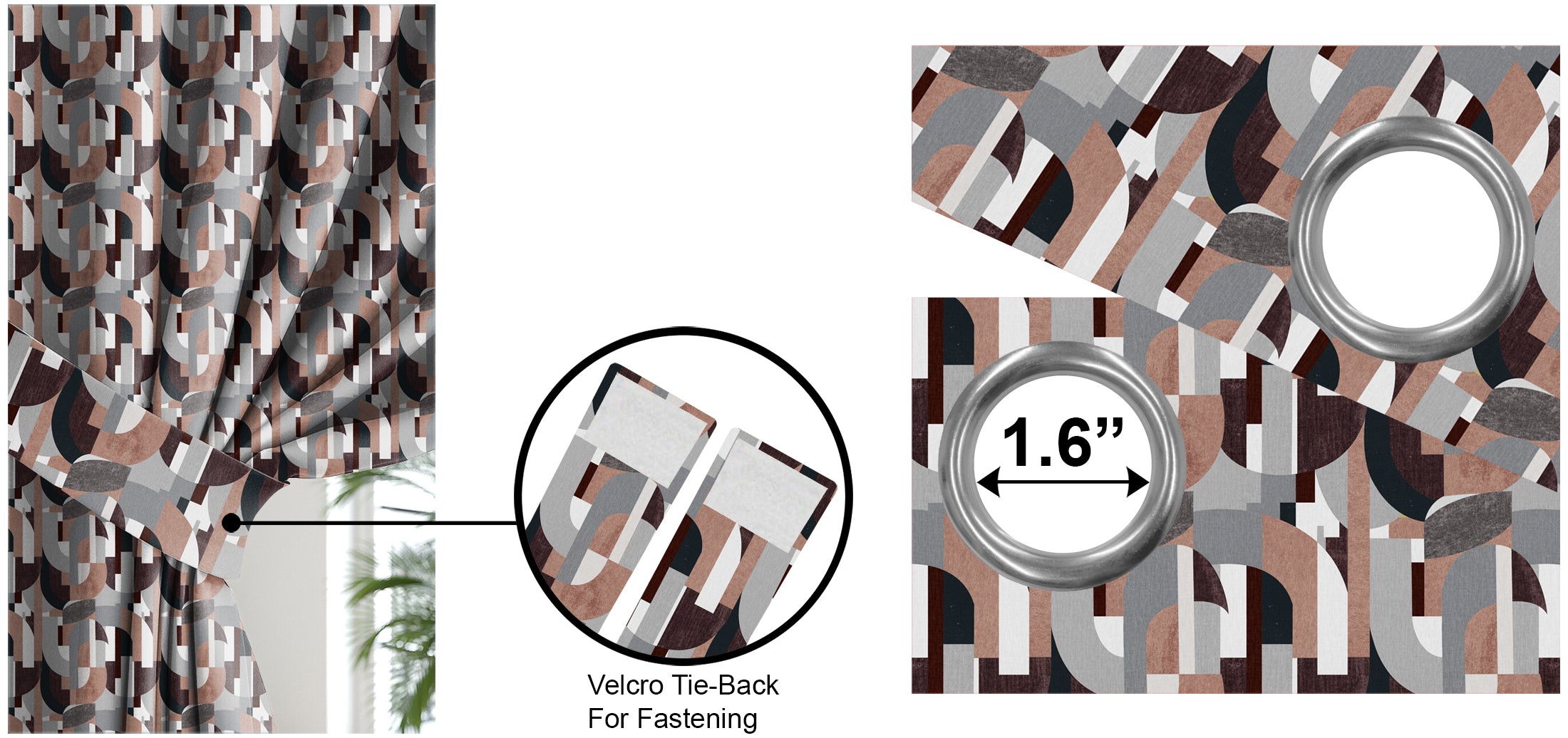 ILLUSION CURVES BLACKOUT CURTAIN BROWN/GREY
