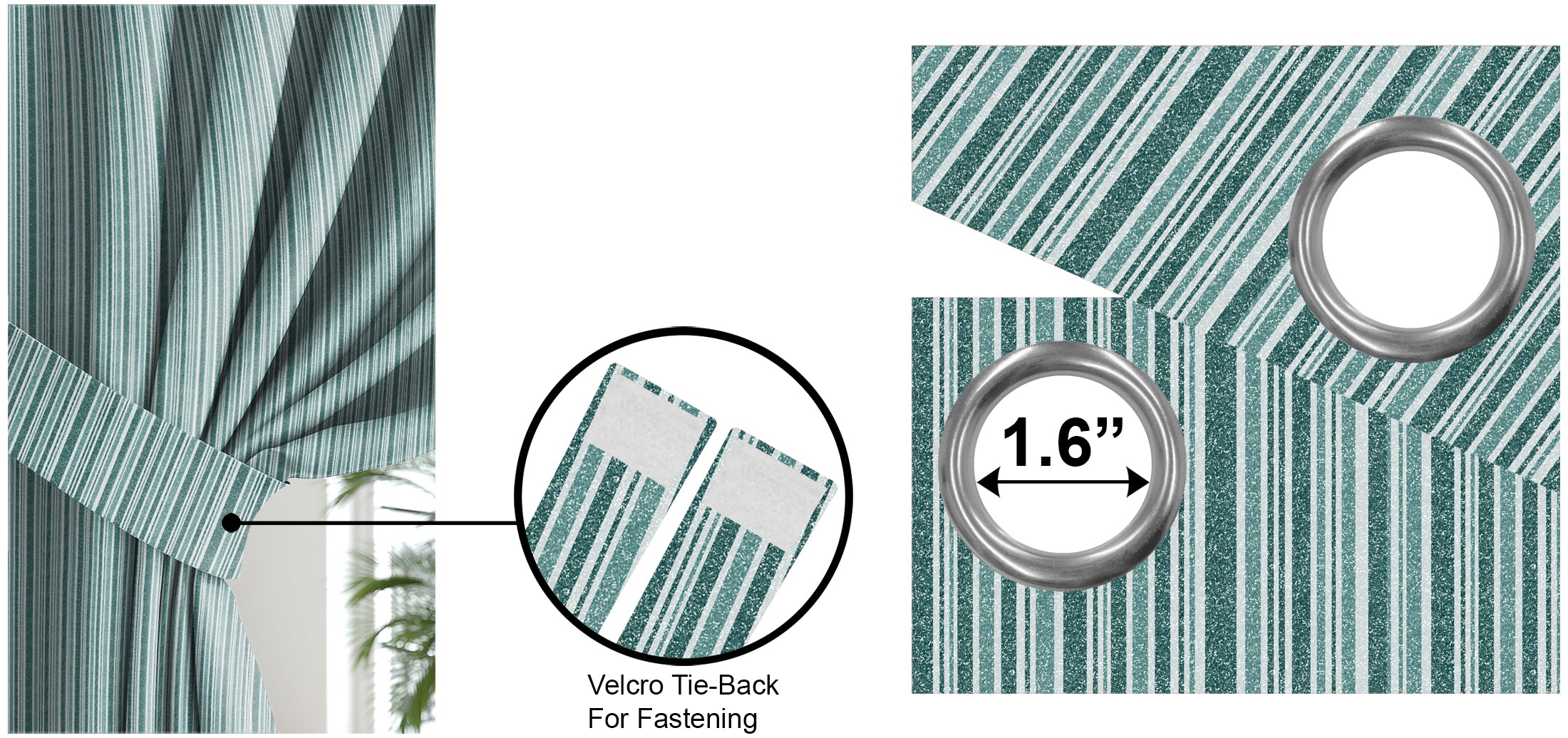 JODHPUR STRIPE BLACKOUT CURTAINS TEAL