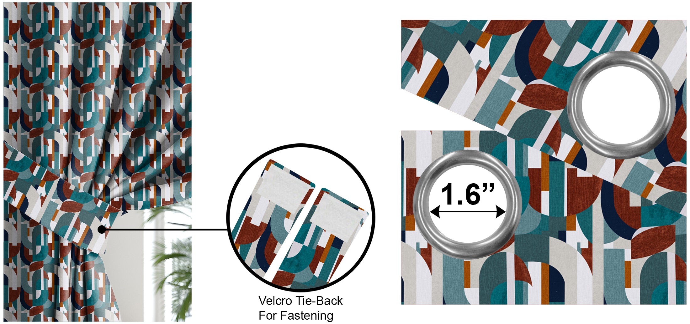 ILLUSION CURVES BLACKOUT CURTAIN TEAL/BROWN