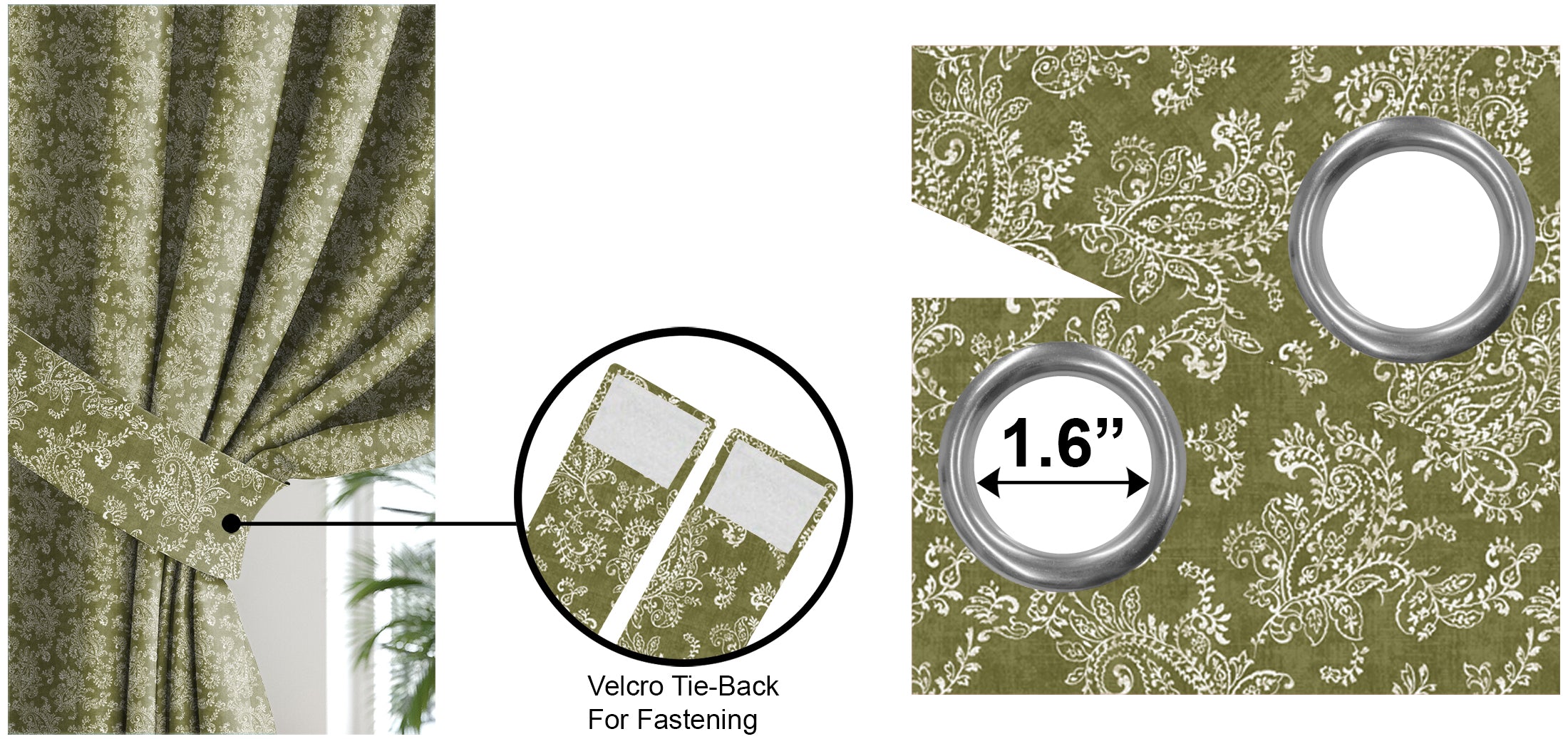 JODHPUR FLOWERS BLACKOUT CURTAINS OLIVE