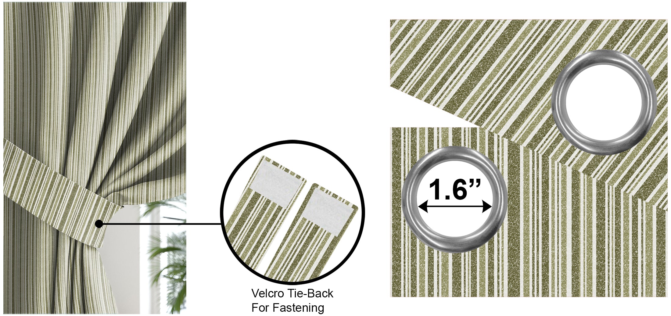 JODHPUR STRIPE BLACKOUT CURTAIN OLIVE