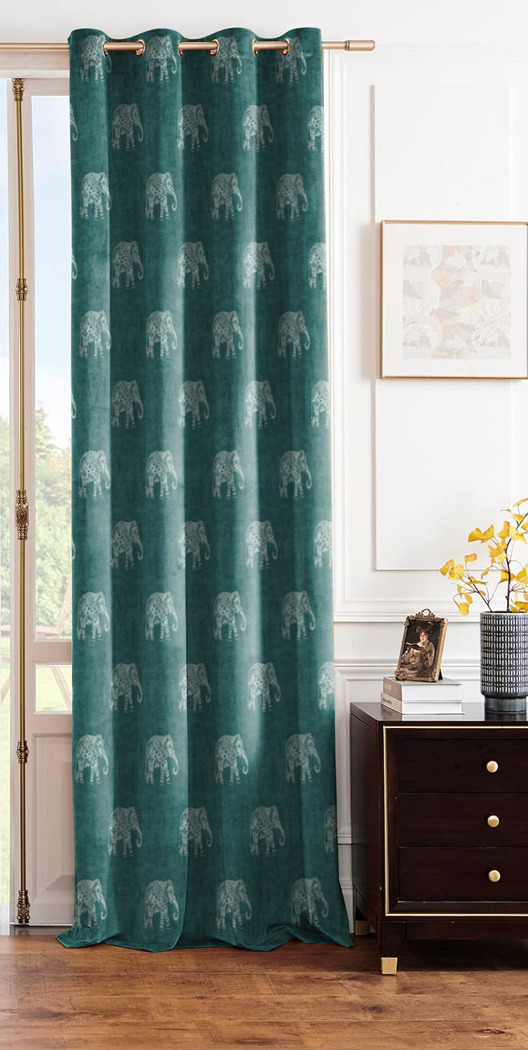 JODHPUR ELEPHANT BLACKOUT CURTAINS TEAL
