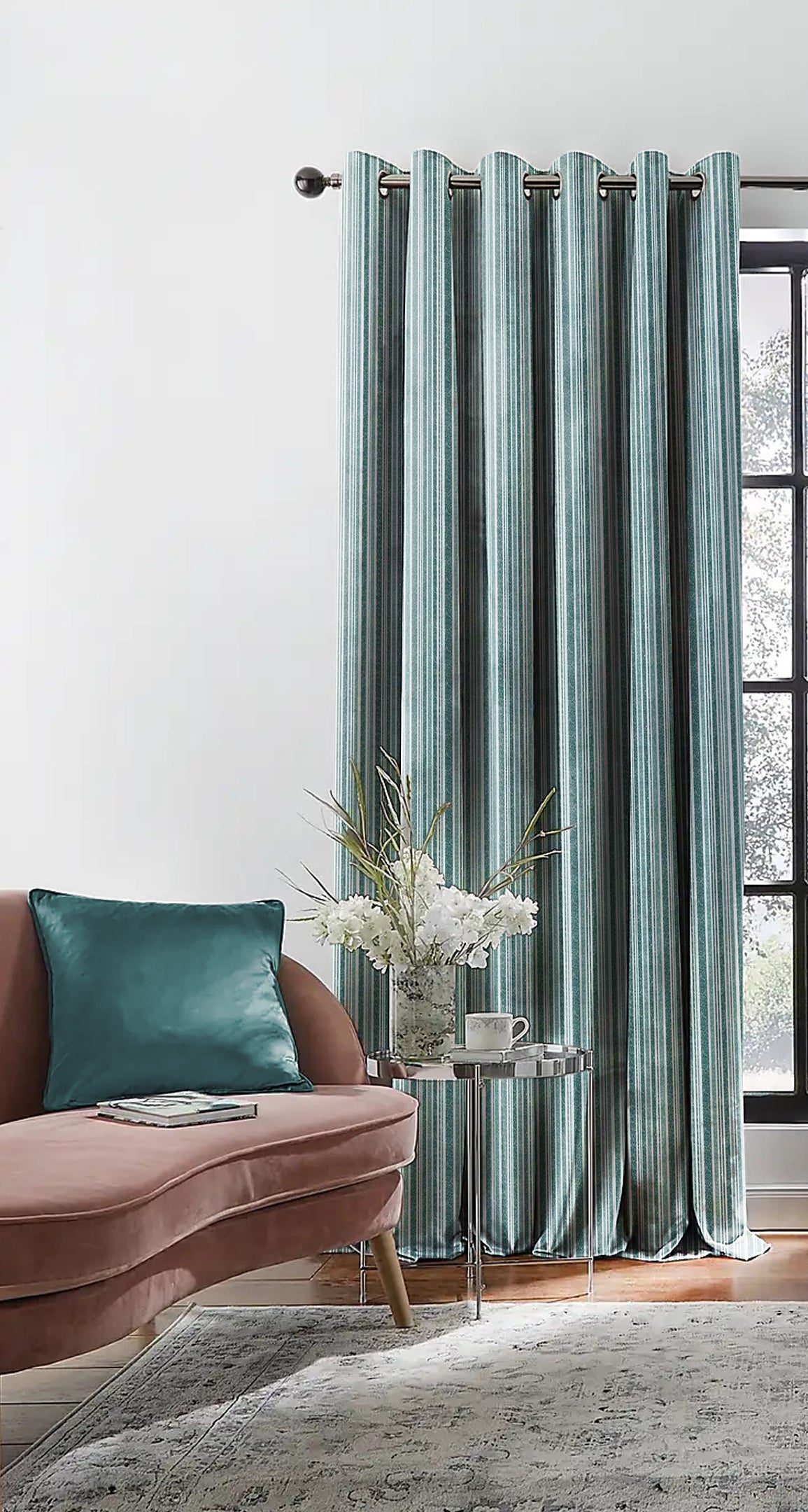 JODHPUR STRIPE BLACKOUT CURTAINS TEAL