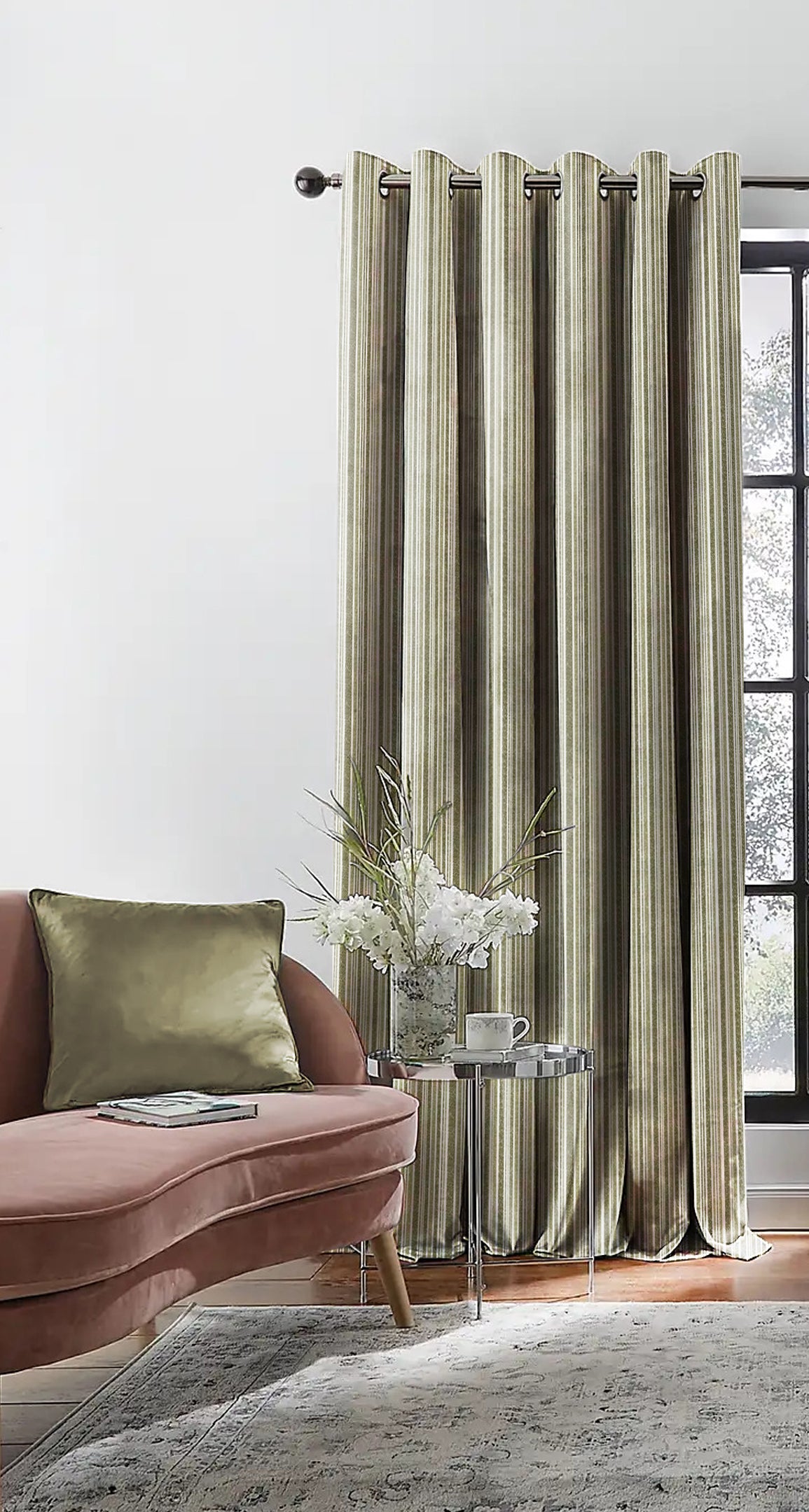 JODHPUR STRIPE BLACKOUT CURTAIN OLIVE