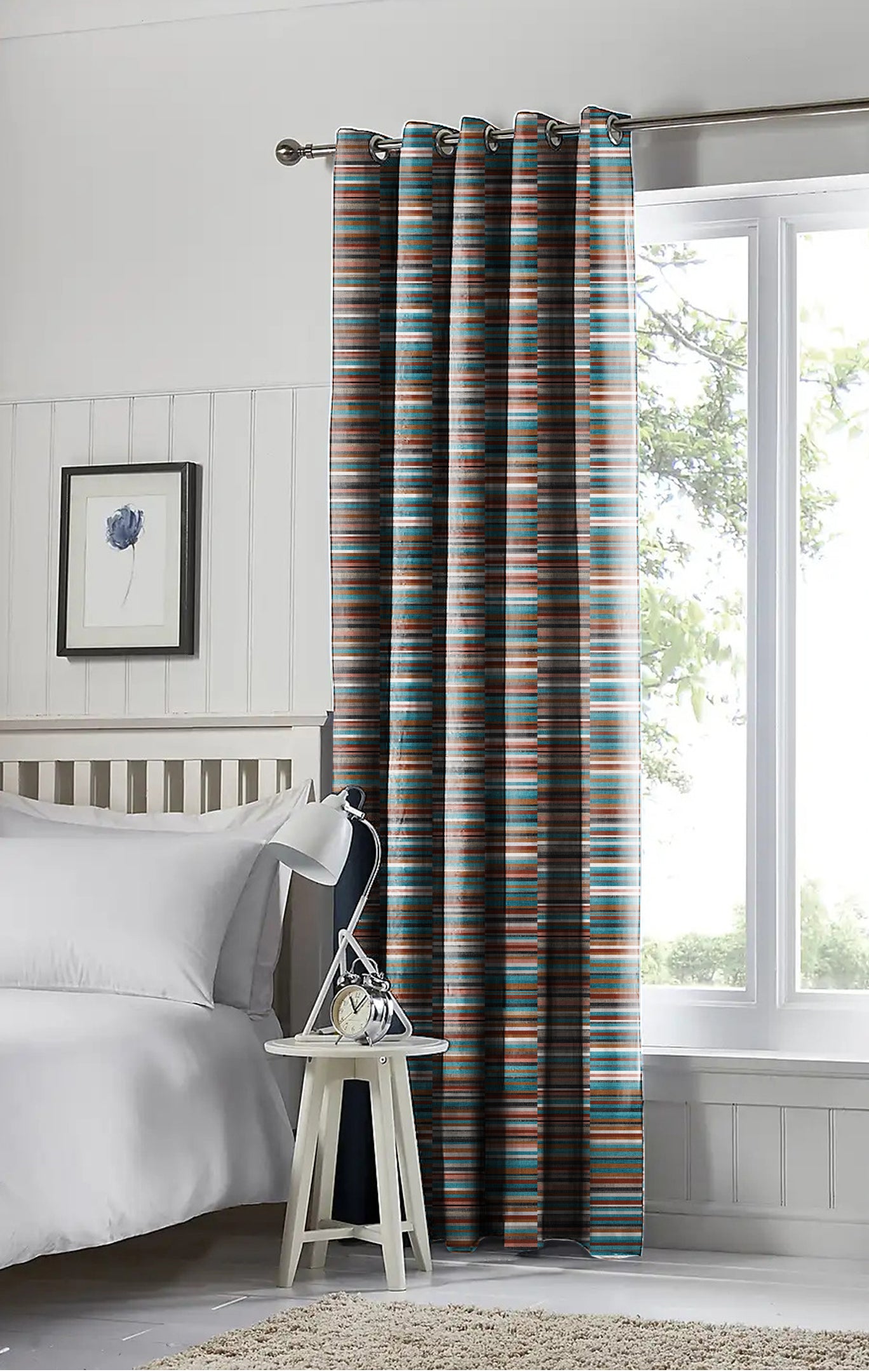 ILLUSION DASH BLACKOUT CURTAIN BLUE/CAMEL