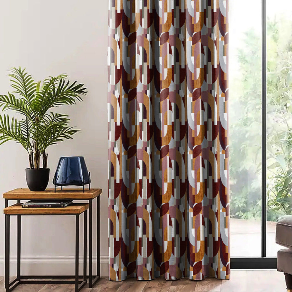 ILLUSION CURVES BLACKOUT CURTAIN CAMEL/PINK