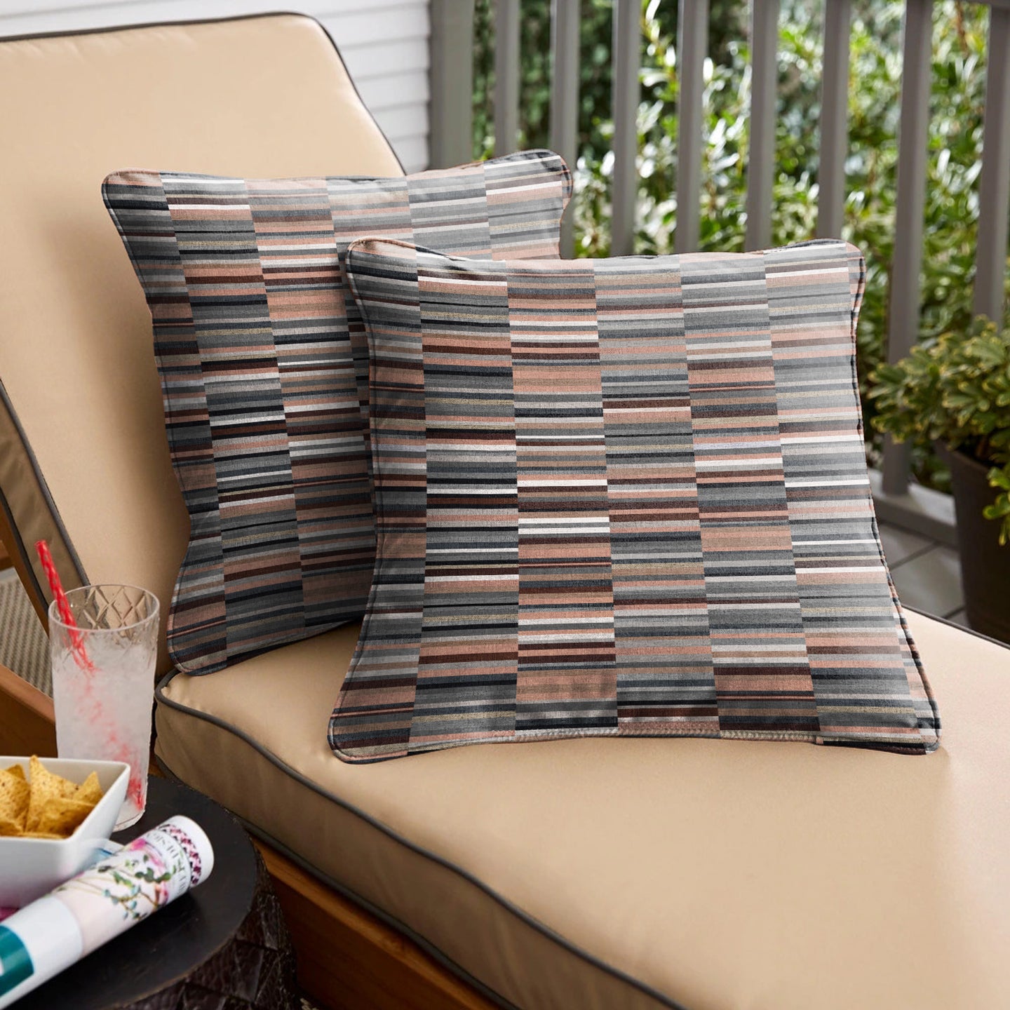 ILLUSION DASH DIGITAL PRINTED CUSHION COVER TERRACOTTA/COFFEE (Pack of 2)