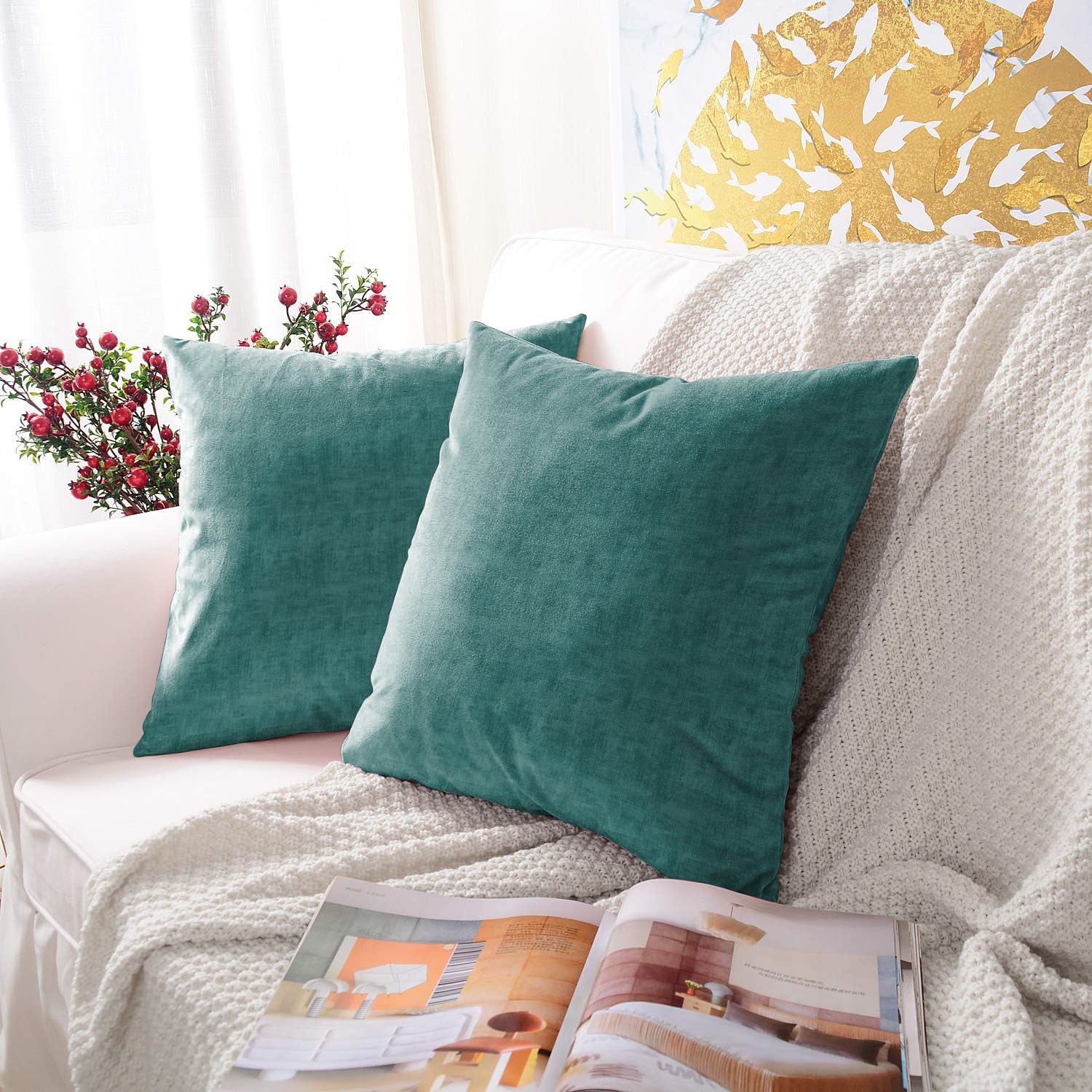 JODHPUR TEXTURE CUSHION COVER TEAL (Pack of 2)