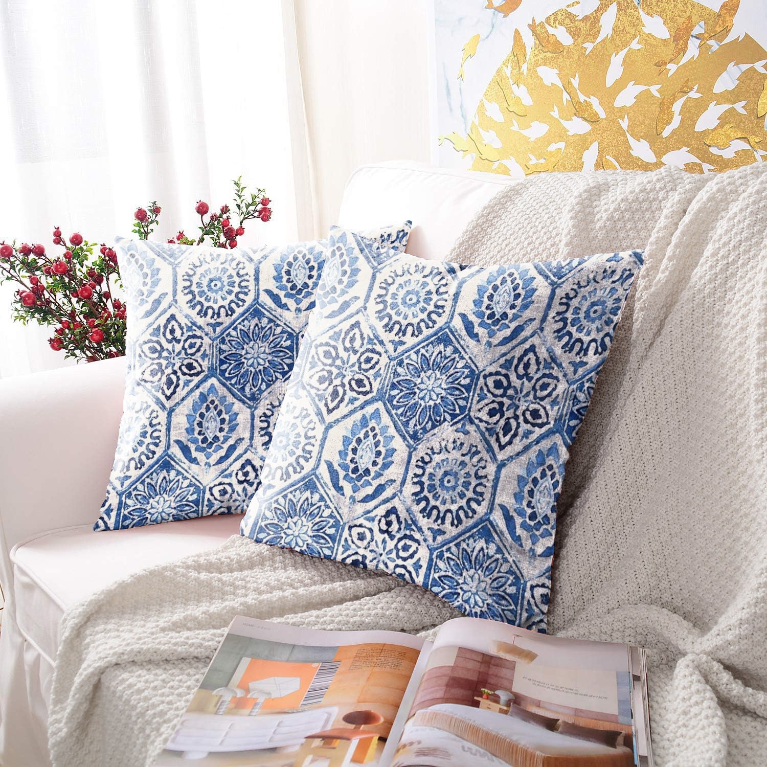 ANKARA BLUE DIGITAL PRINTED CUSHION COVER (Pack of 2)