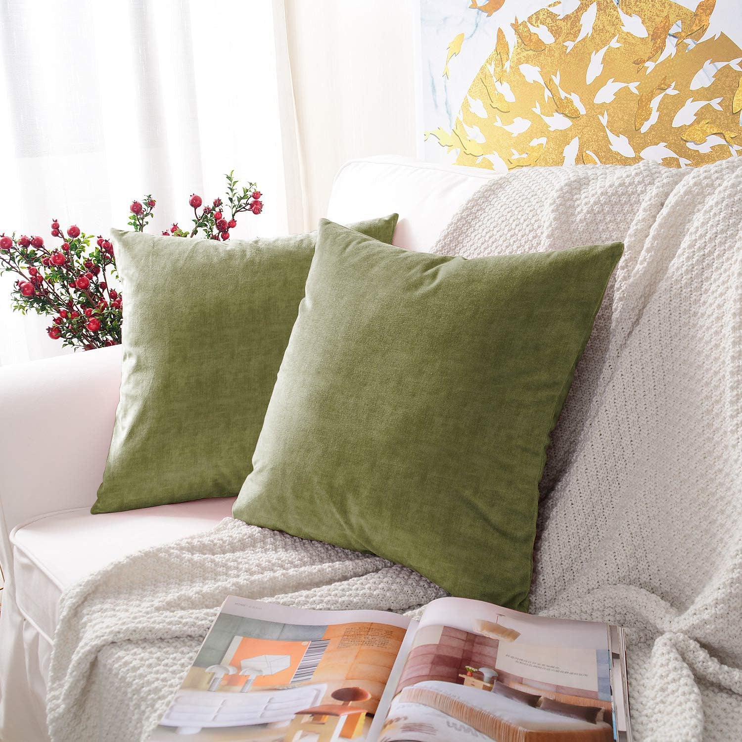 JODHPUR TEXTURE CUSHION COVER OLIVE (Pack of 2)