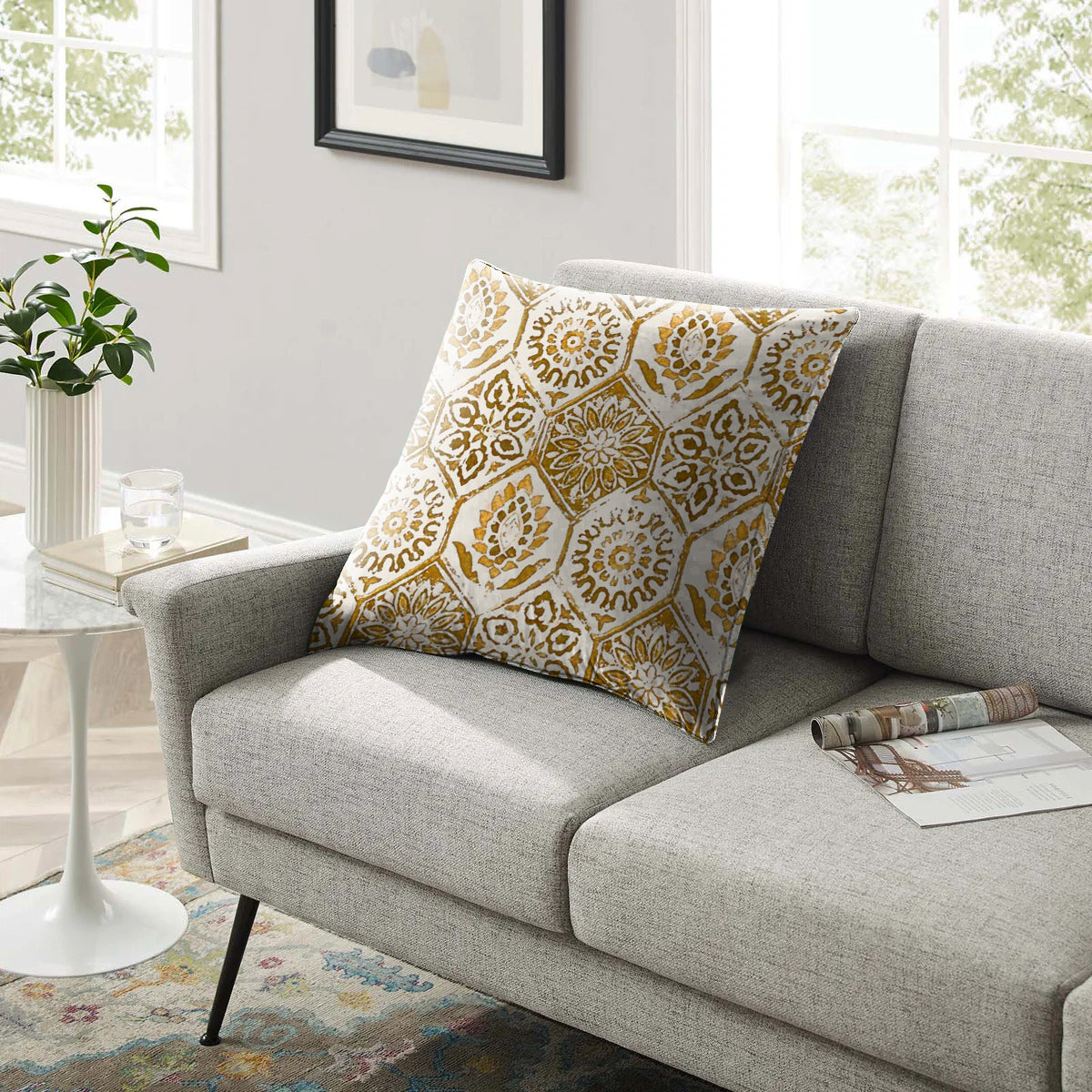 ANKARA YELLOW DIGITAL PRINTED CUSHION COVER (Pack of 2)