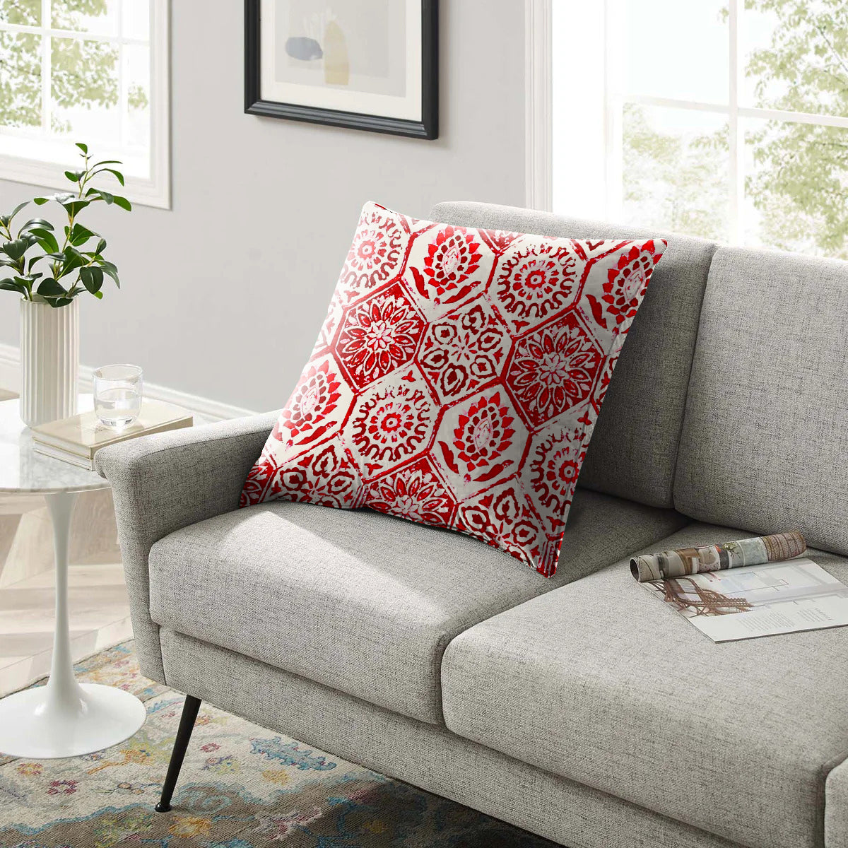 ANKARA RED DIGITAL PRINTED CUSHION COVER (Pack of 2)